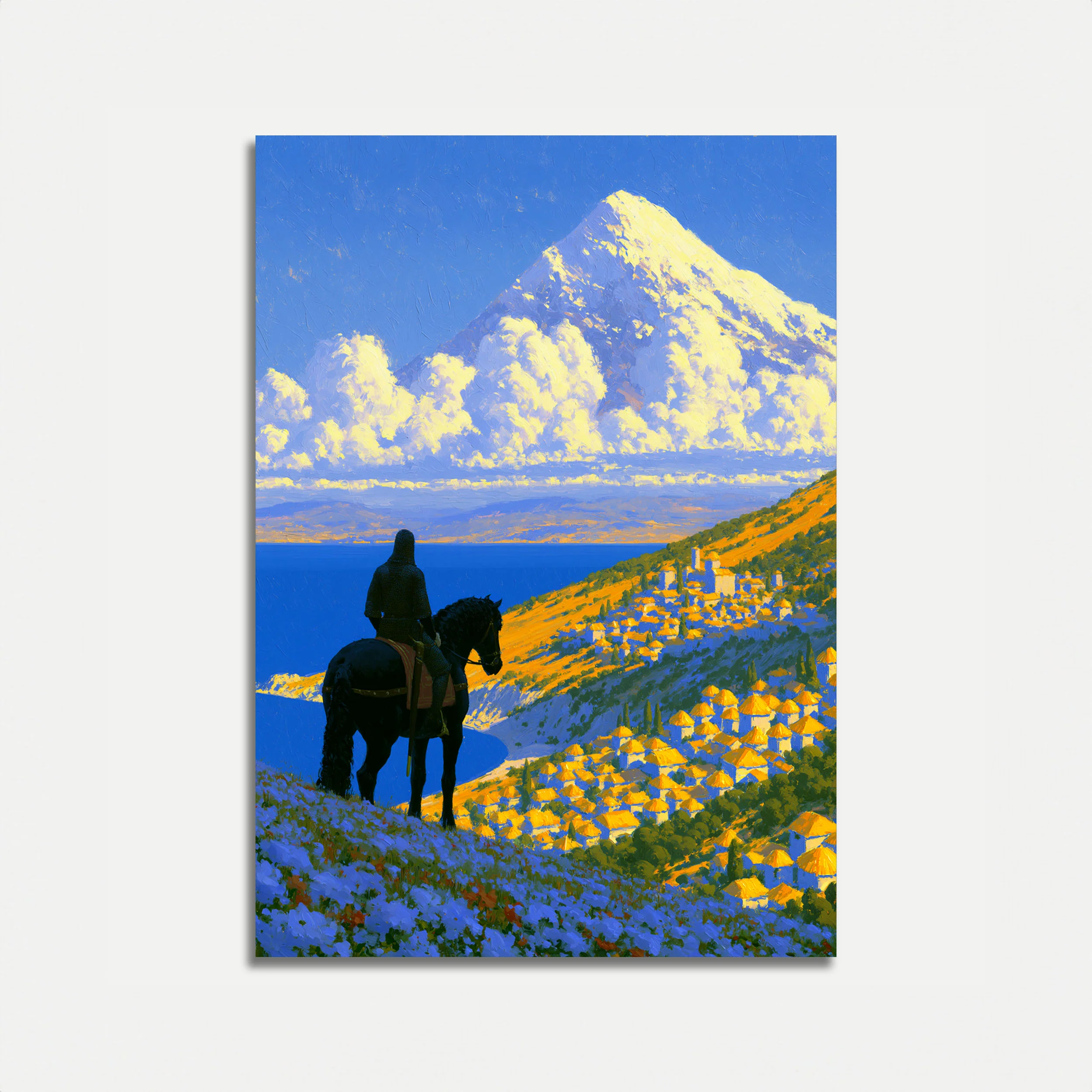Mountain Rider Overlooking Valley Poster