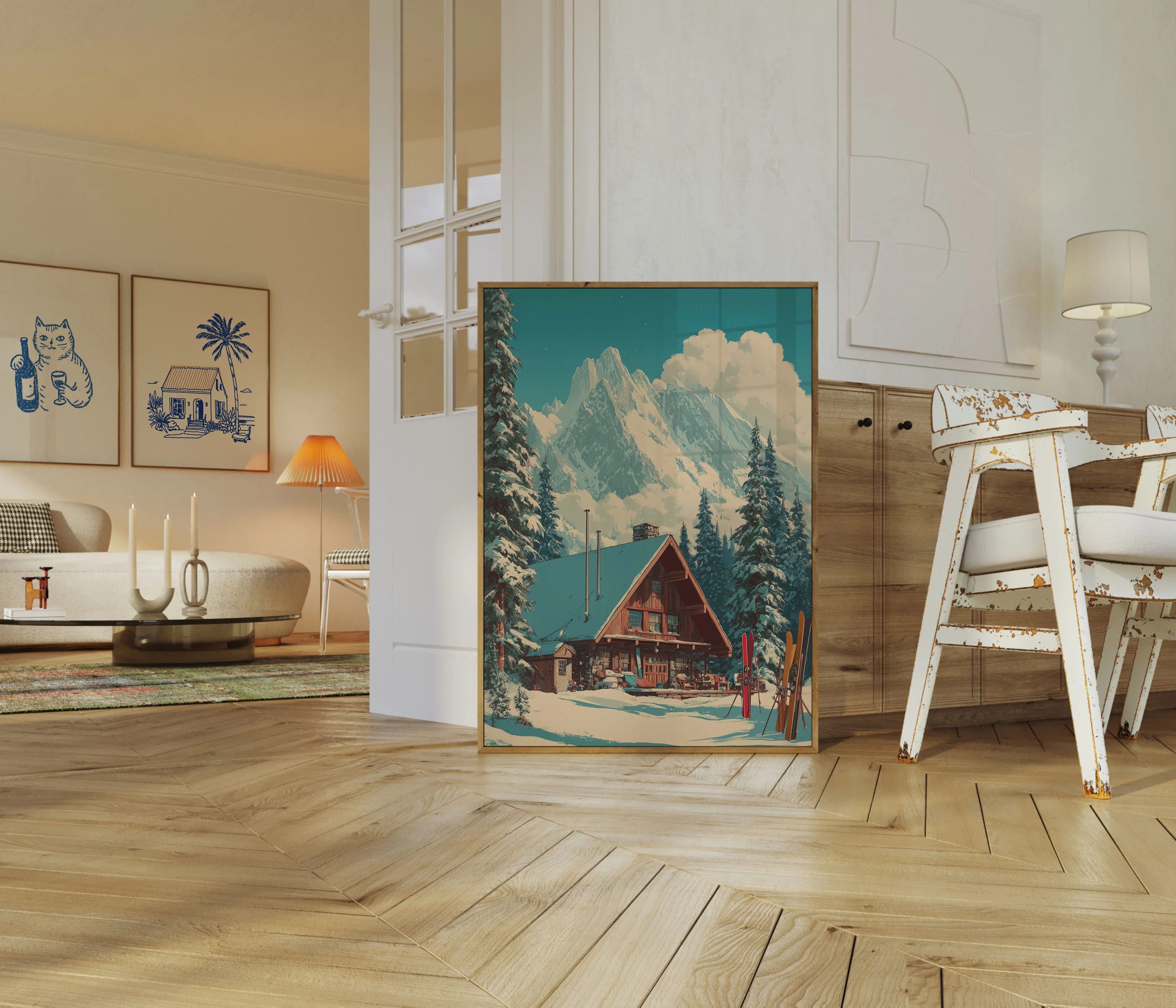 Mountain Ski Lodge Winter Poster - Image 5