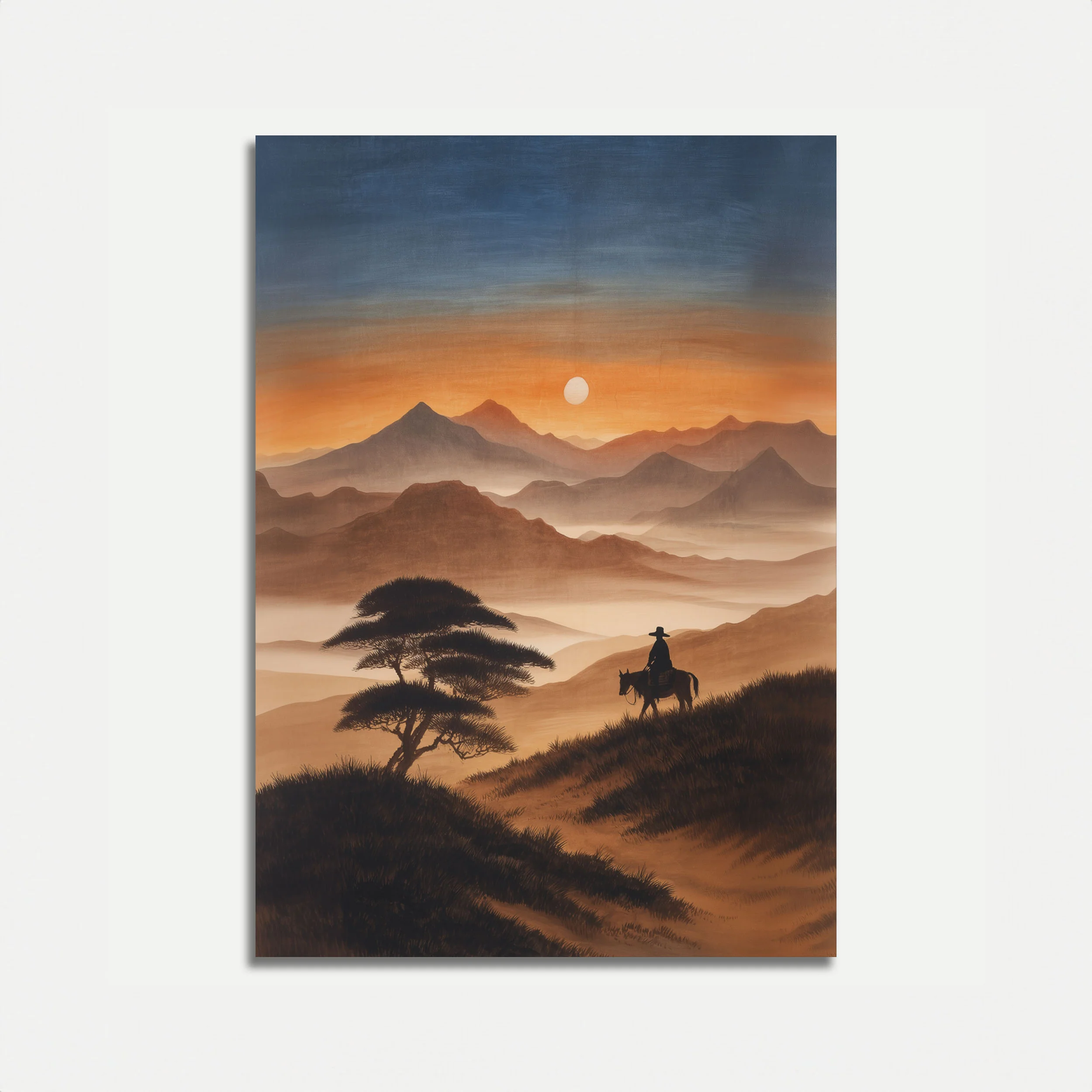Mountain Sunset Rider Poster