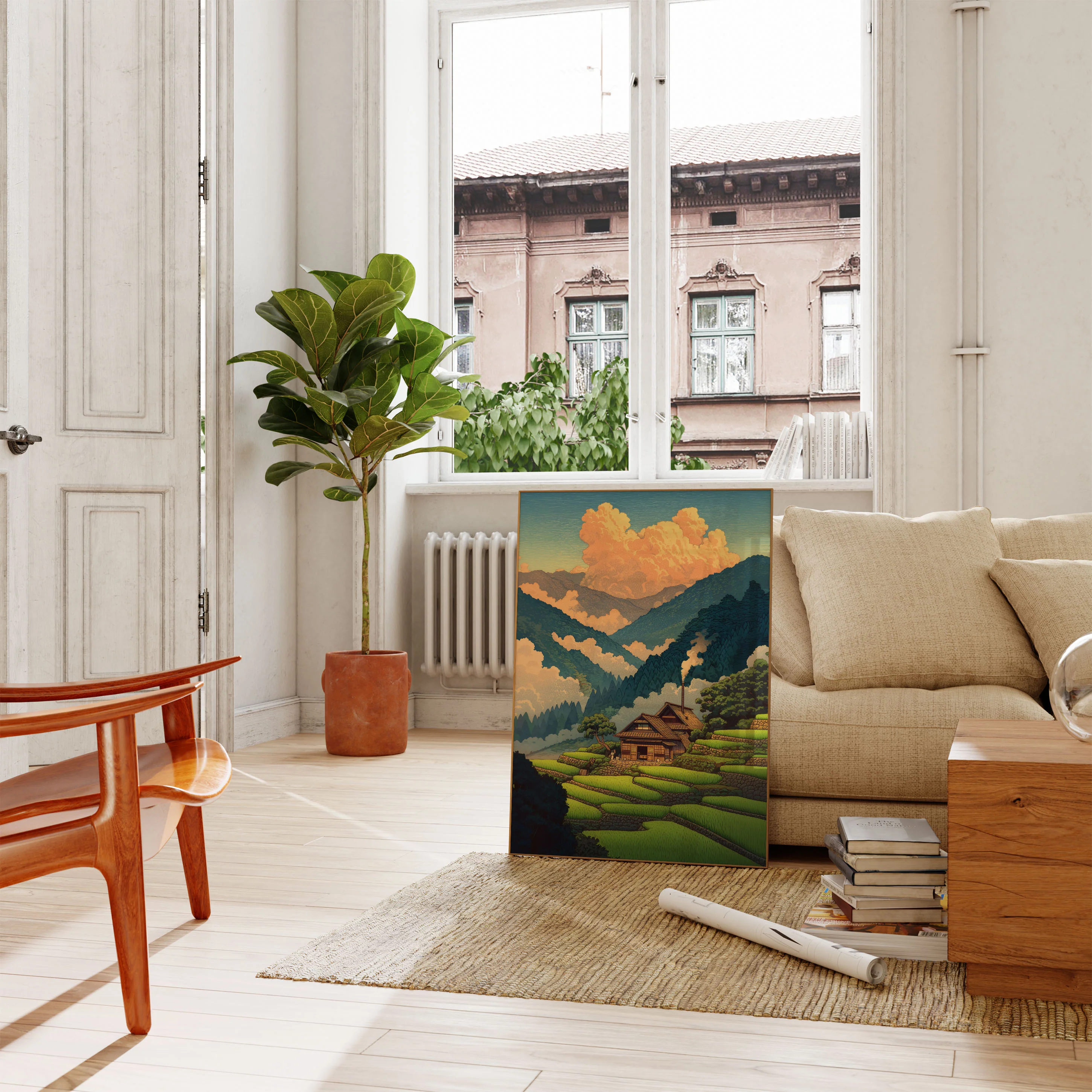 Mountain Valley Farm Landscape Poster - Image 2