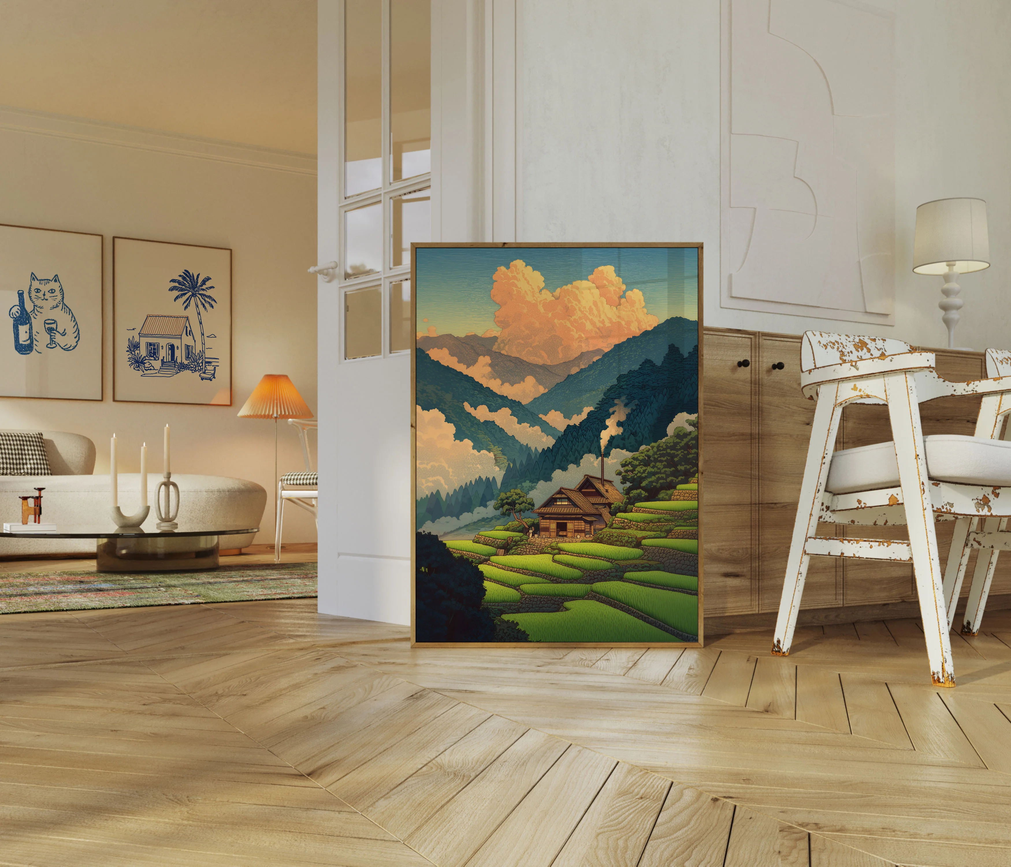 Mountain Valley Farm Landscape Poster - Image 5
