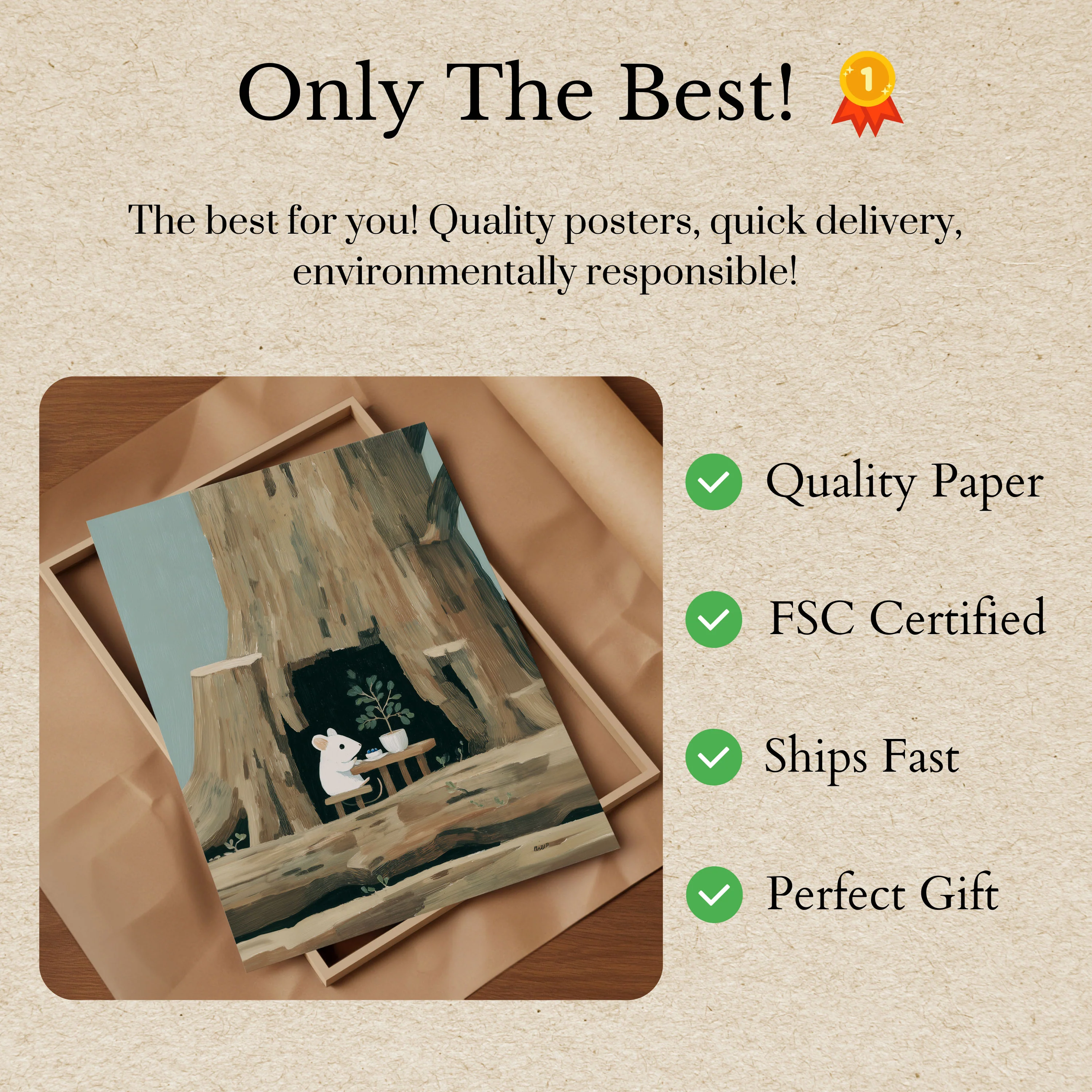 Mouse in Hollow Tree Poster - Image 3