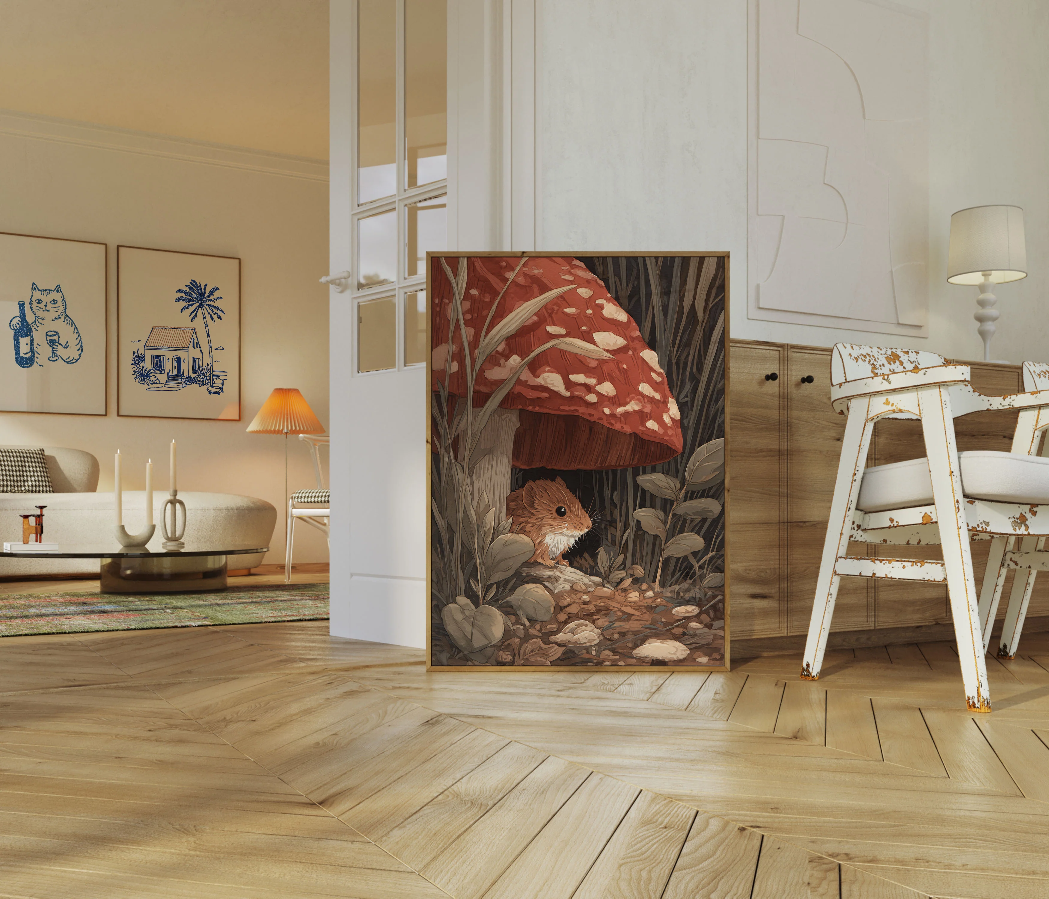 Mouse Under Mushroom House Poster - Image 5