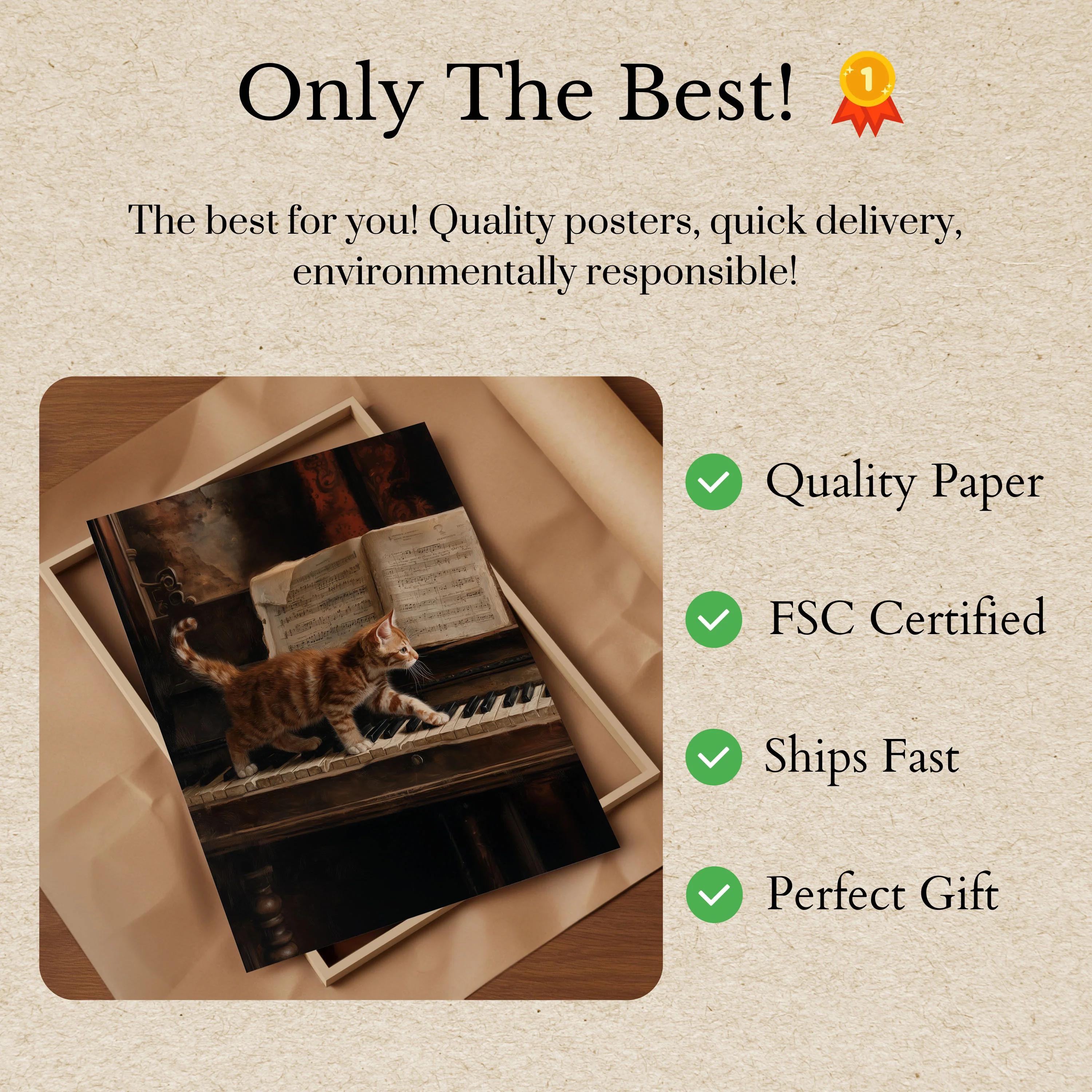 Musical Cat on Piano Poster - Image 3
