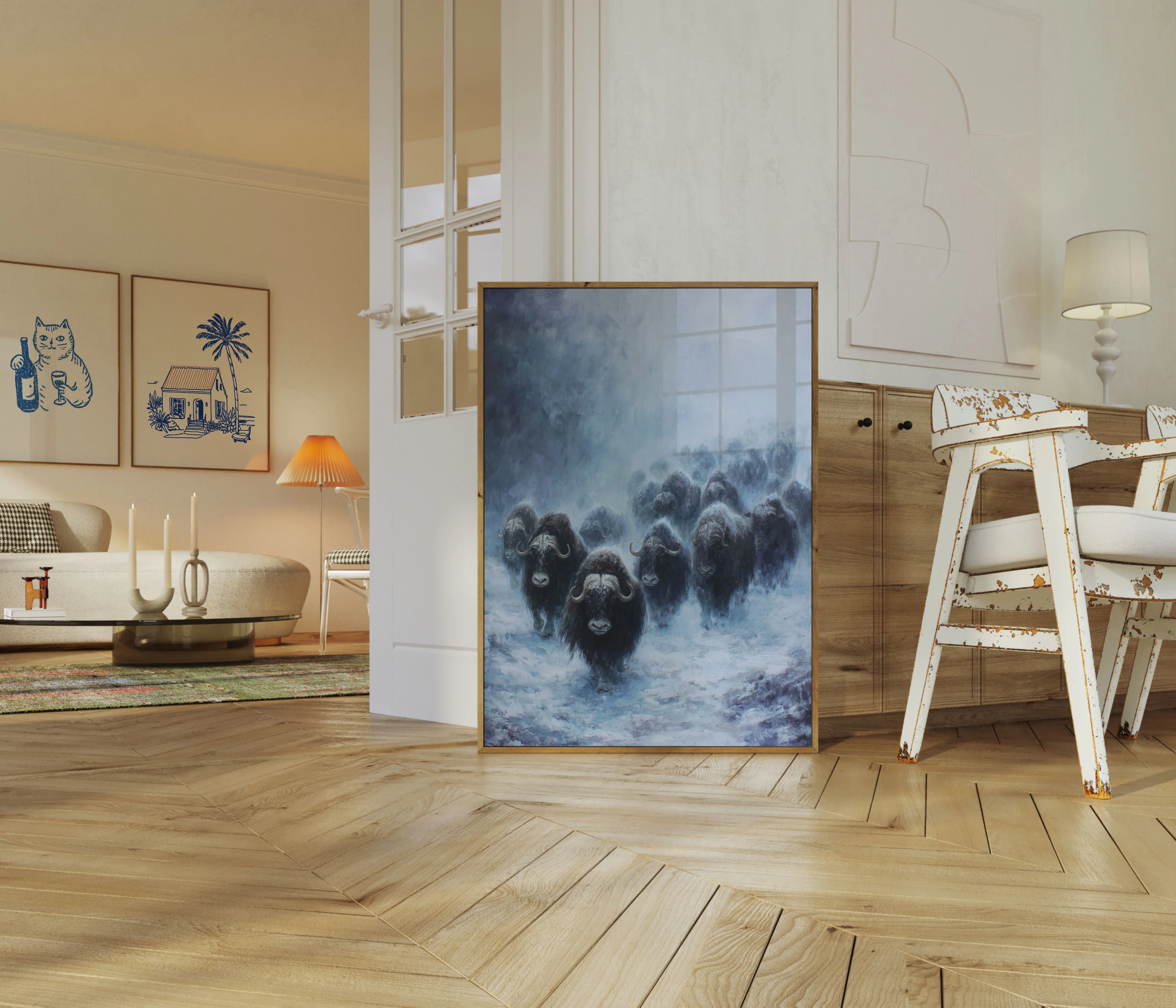 Musk Oxen in Arctic Blizzard Poster - Image 5