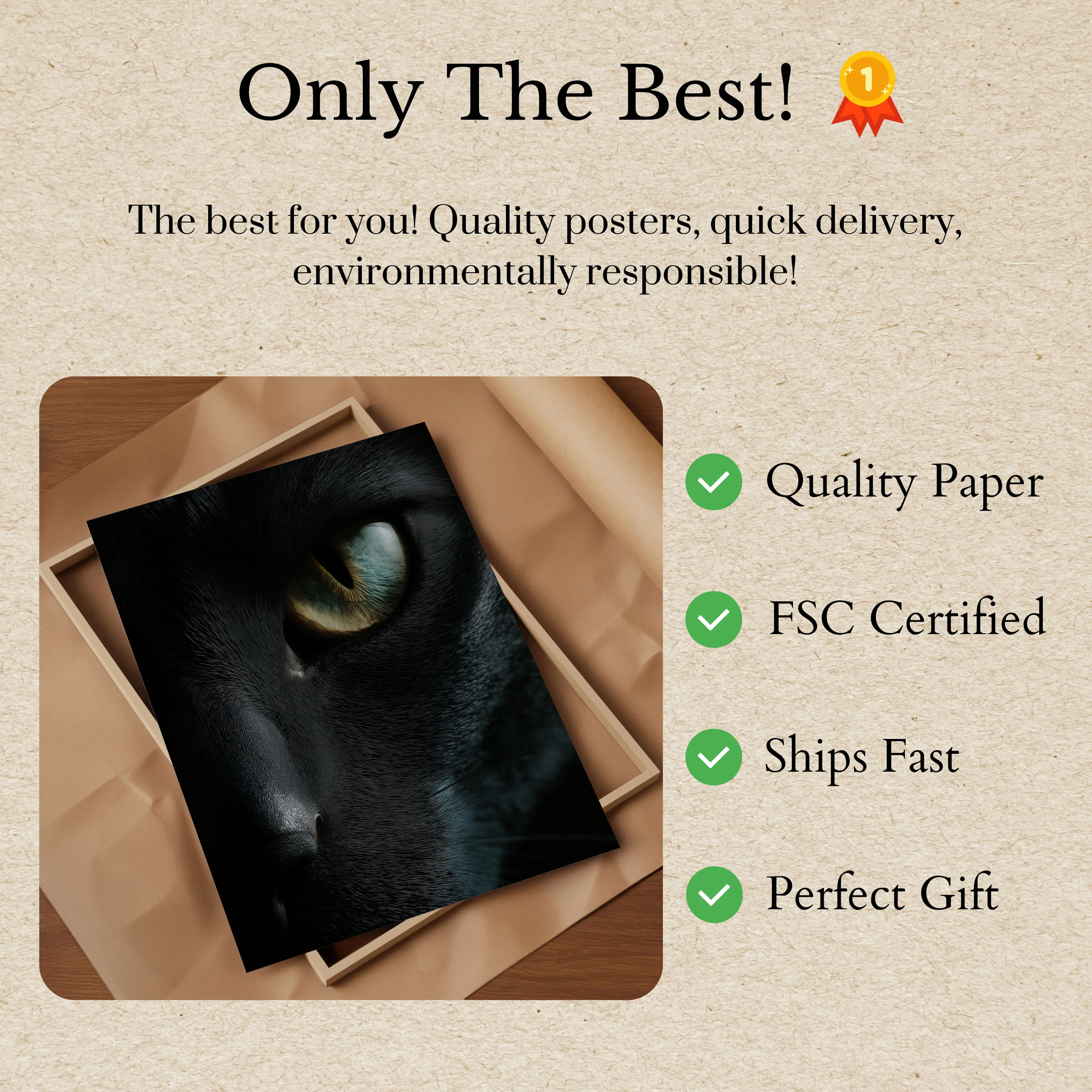 Mysterious Black Cat Eye Poster - Image 3