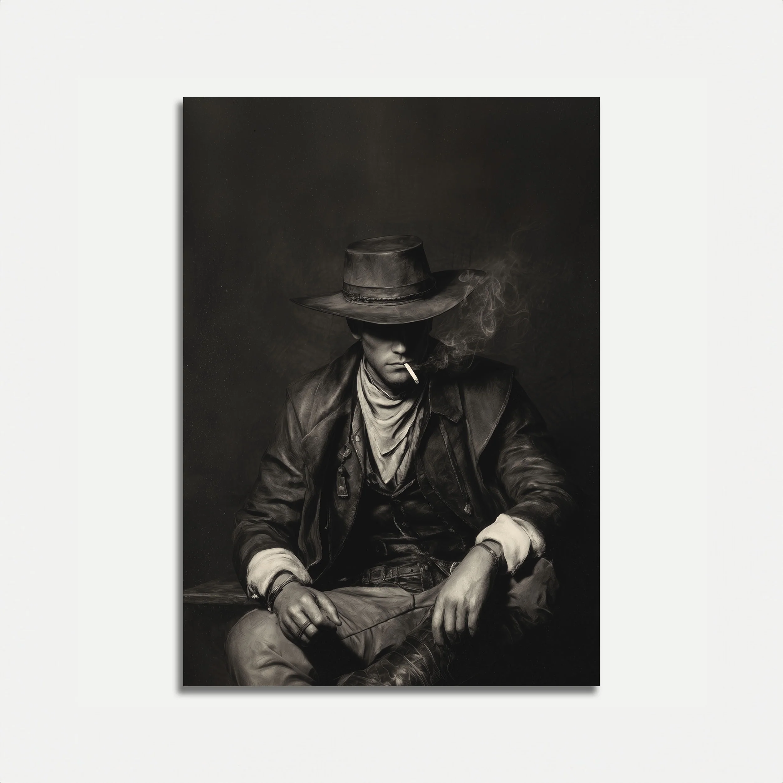 Mysterious Cowboy Smoke Poster