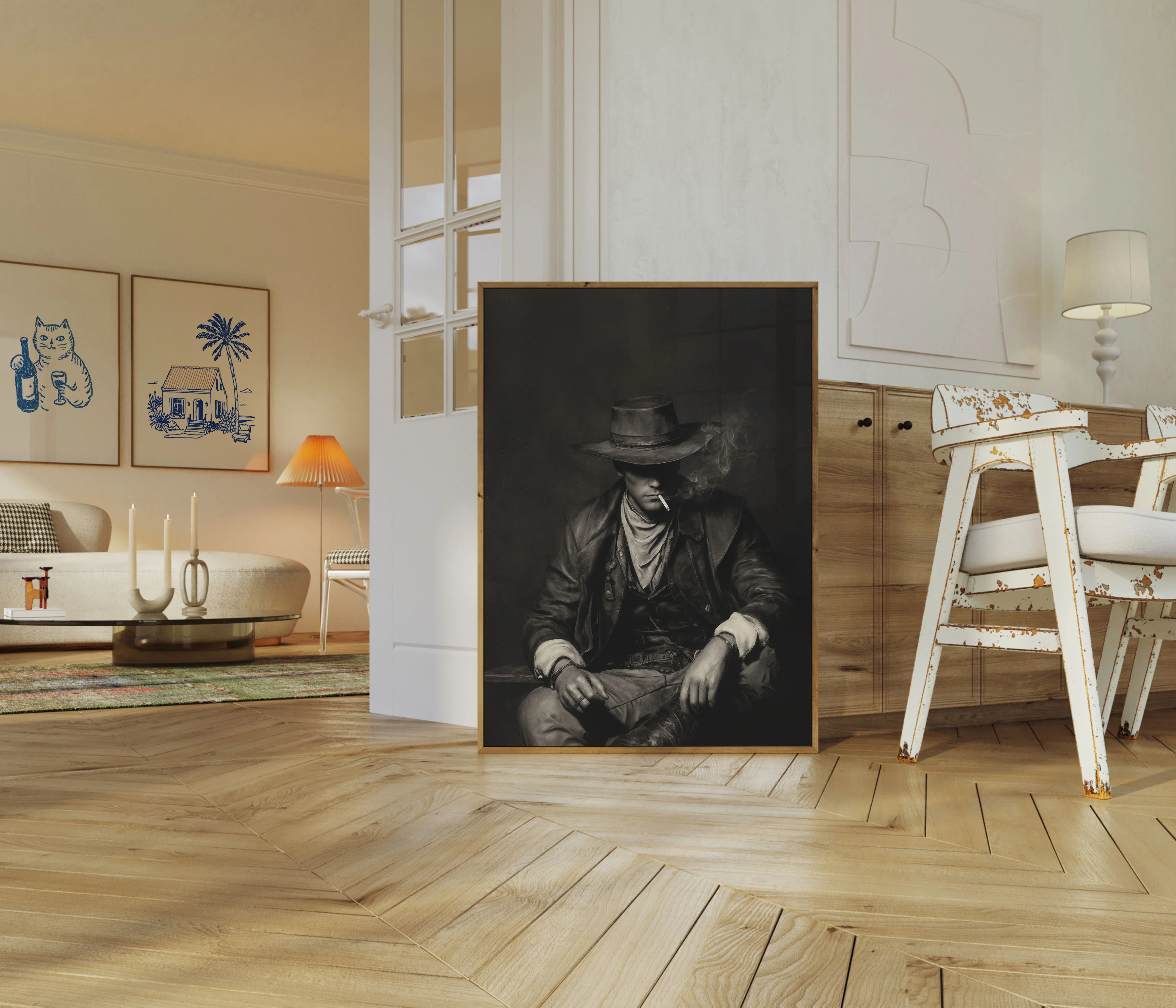 Mysterious Cowboy Smoke Poster - Image 5