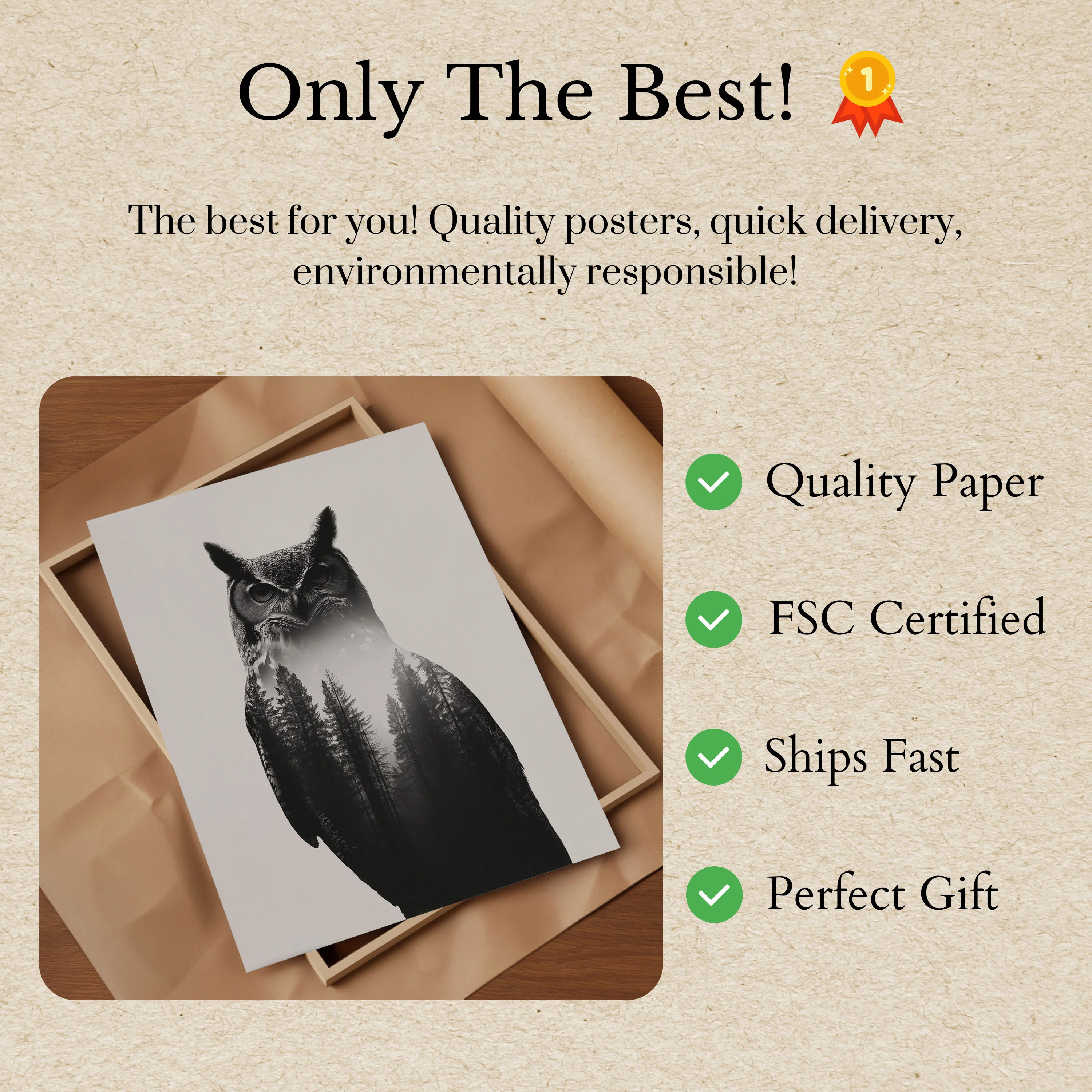 Mystic Owl Forest Poster - Image 3