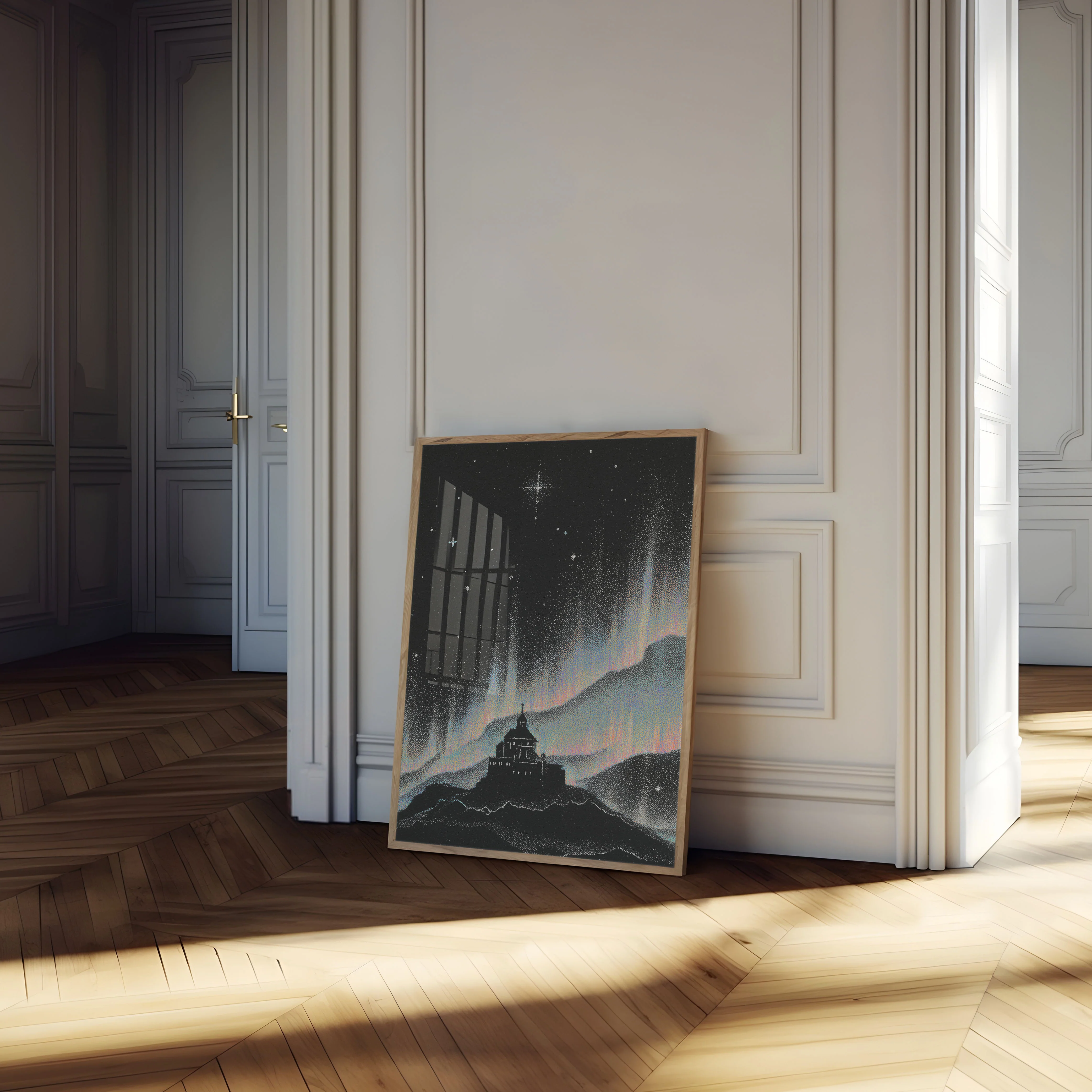 Mystical Castle Aurora Borealis Poster - Image 4