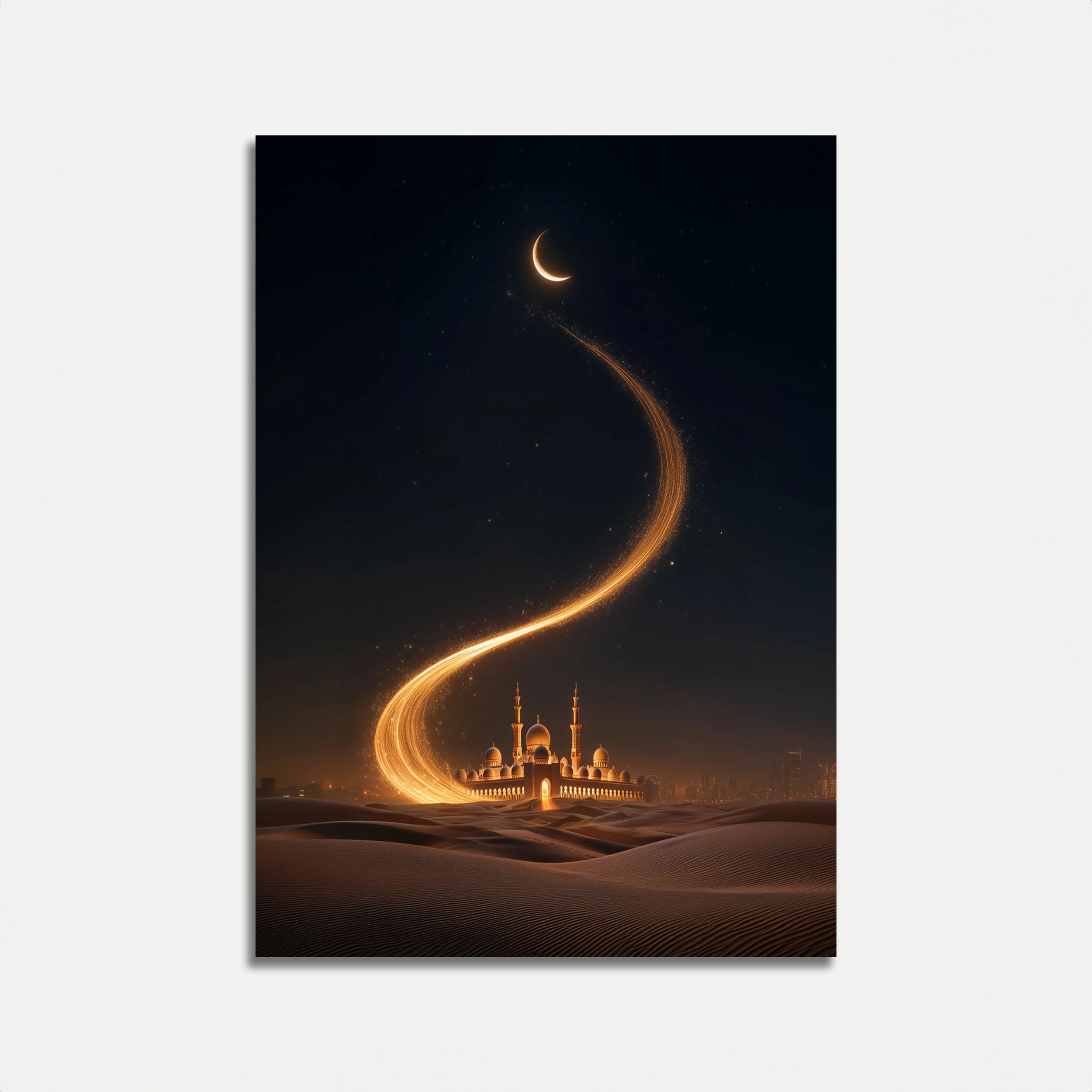 Mystical Desert Mosque Night Poster