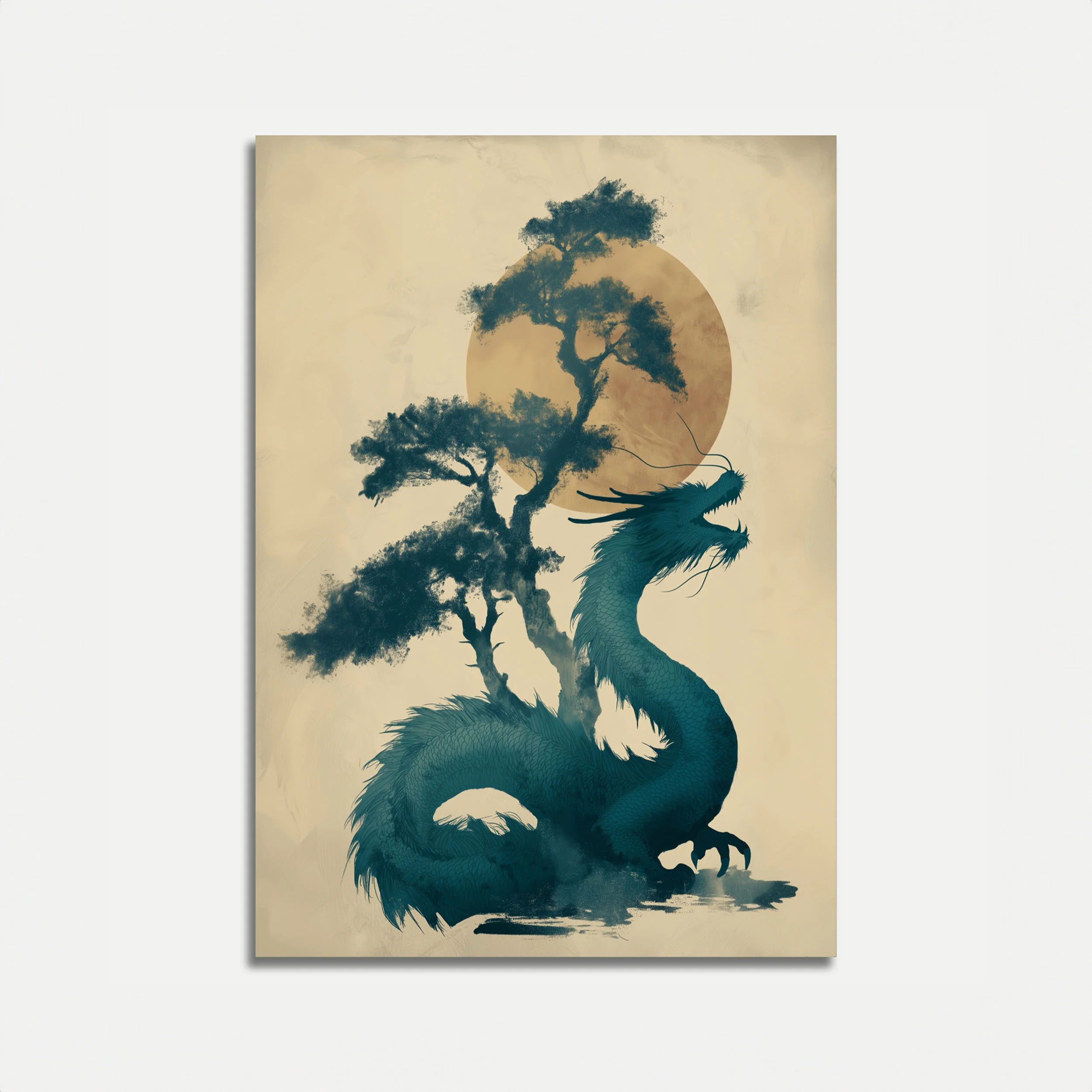 Mystical Dragon Tree Silhouette Poster