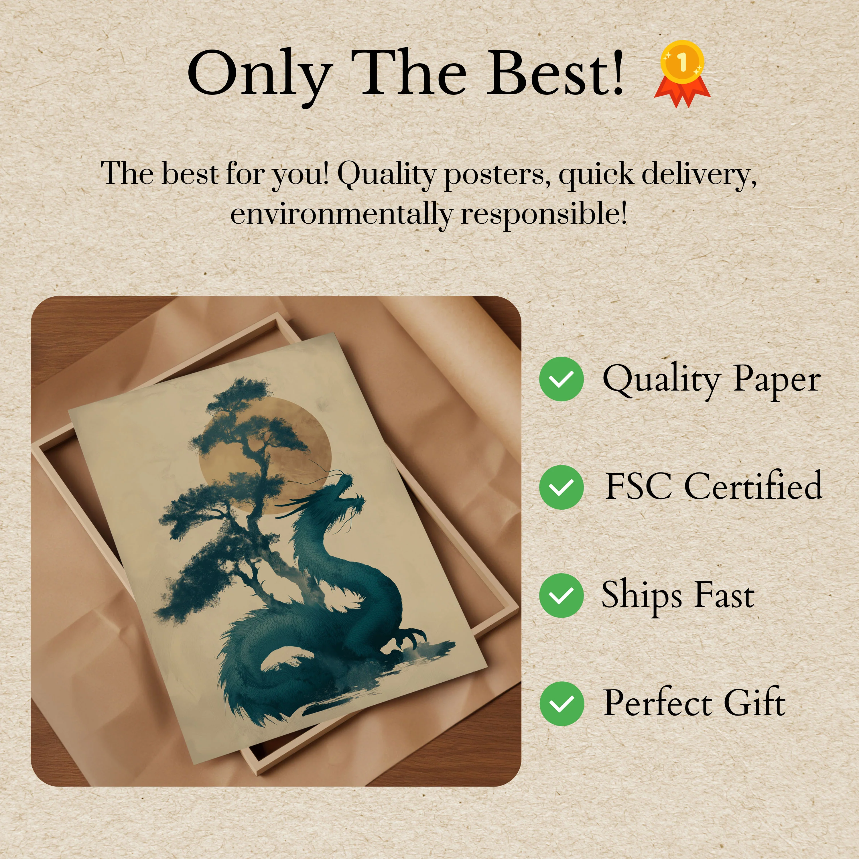 Mystical Dragon Tree Silhouette Poster - Image 3