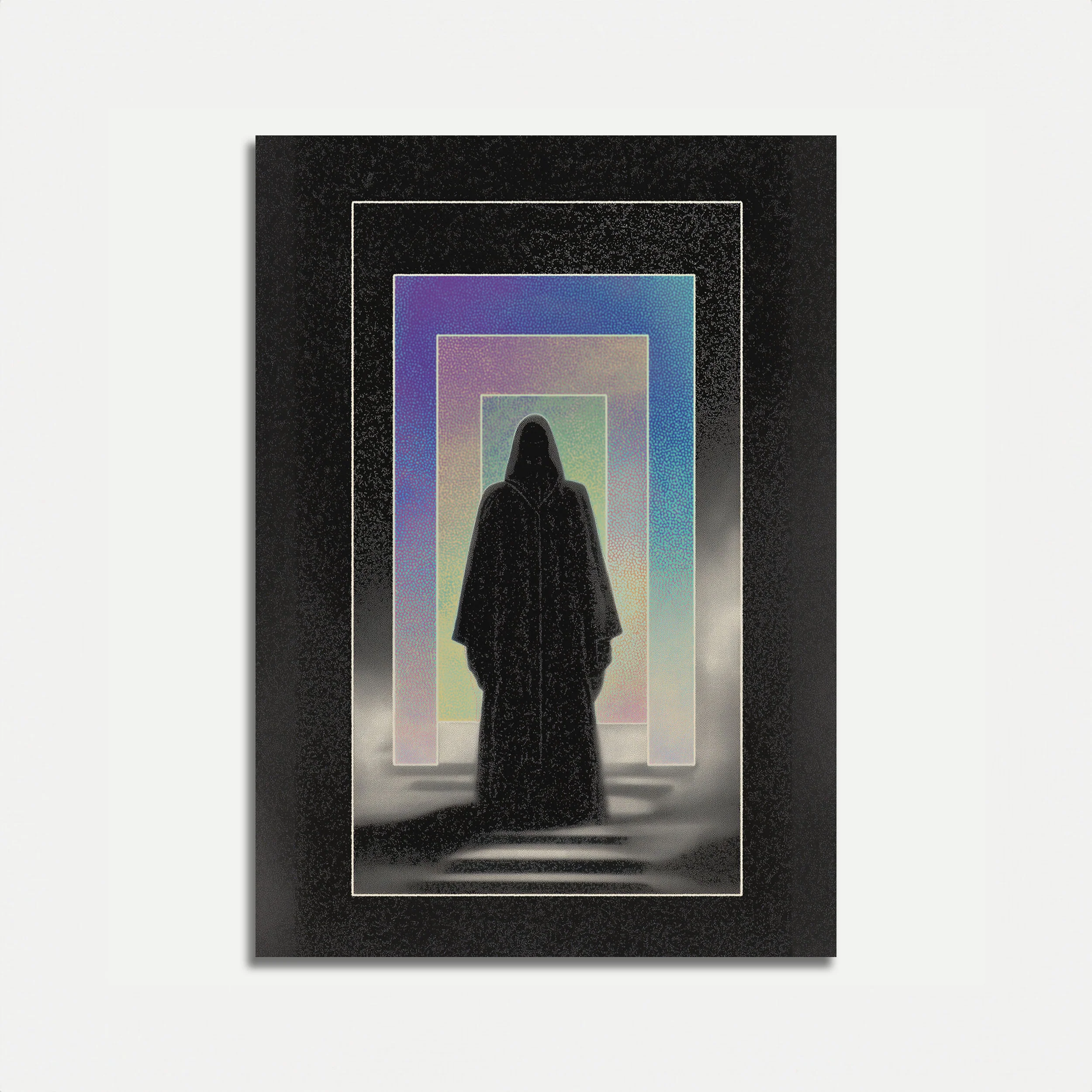 Mystical Figure in Geometric Light Poster