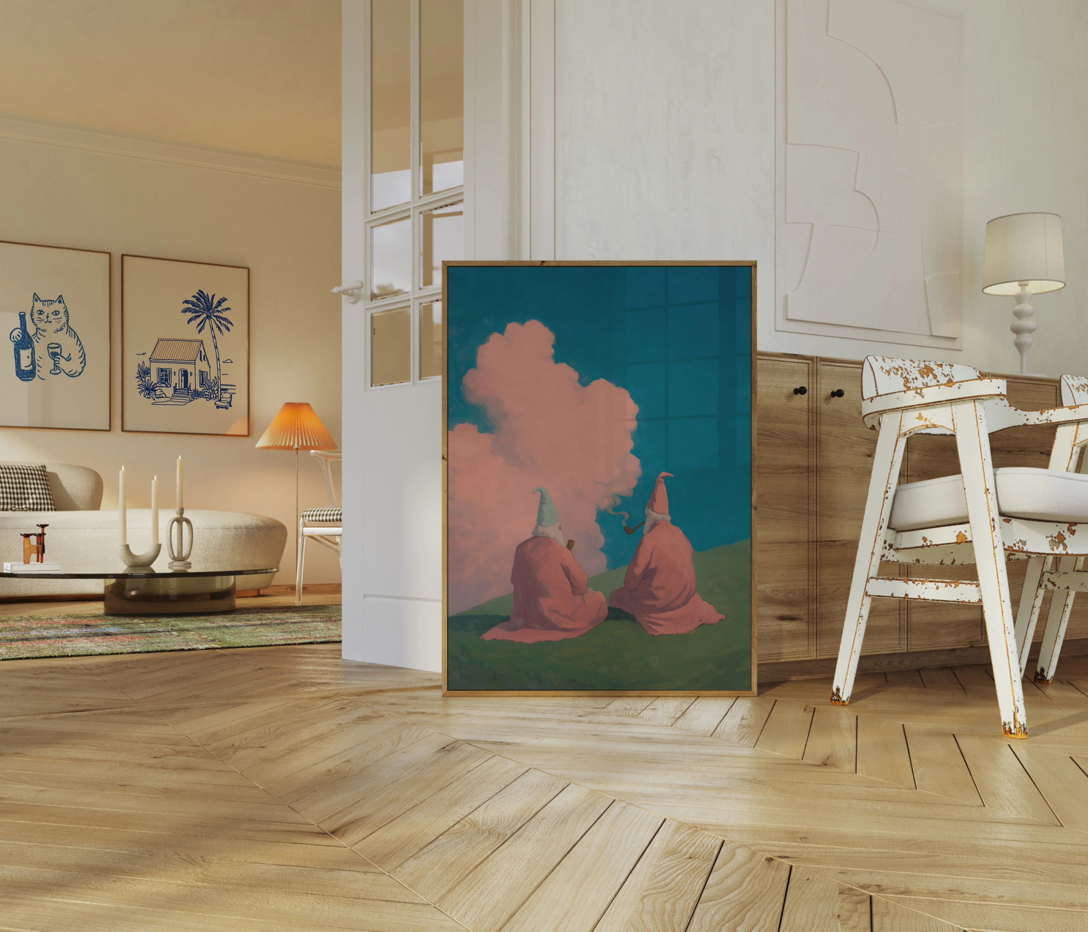 Mystical Gnomes Contemplating Clouds Poster - Image 5