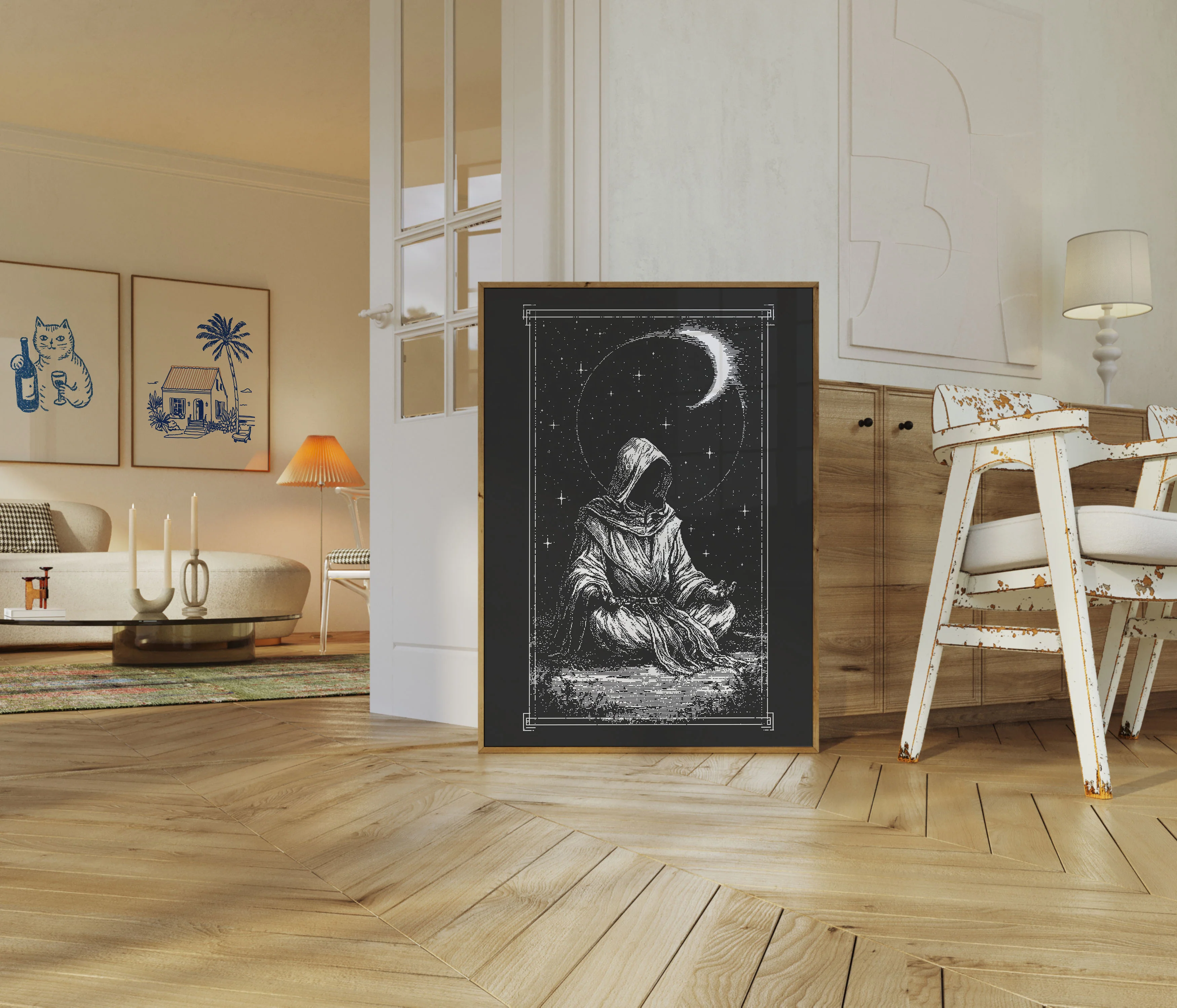 Mystical Hooded Figure Under Moonlight Poster - Image 5