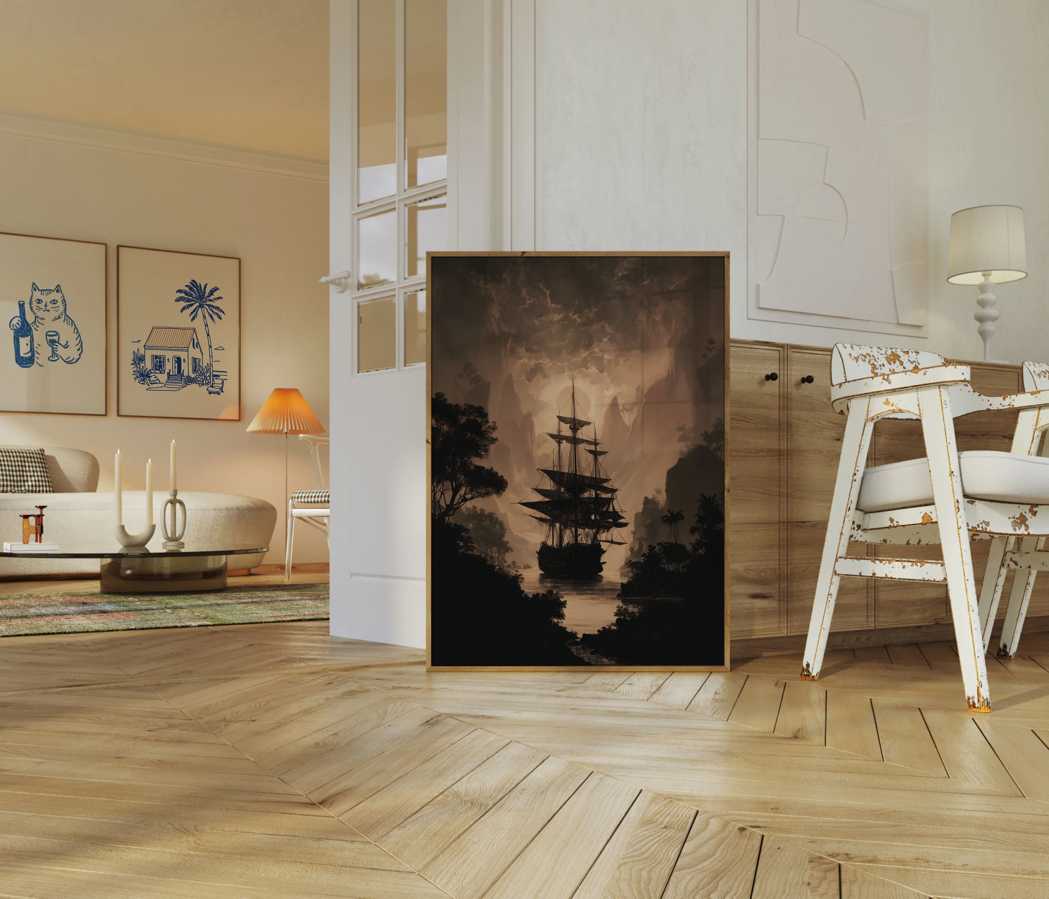 Mystical Pirate Ship Sunset Poster - Image 5