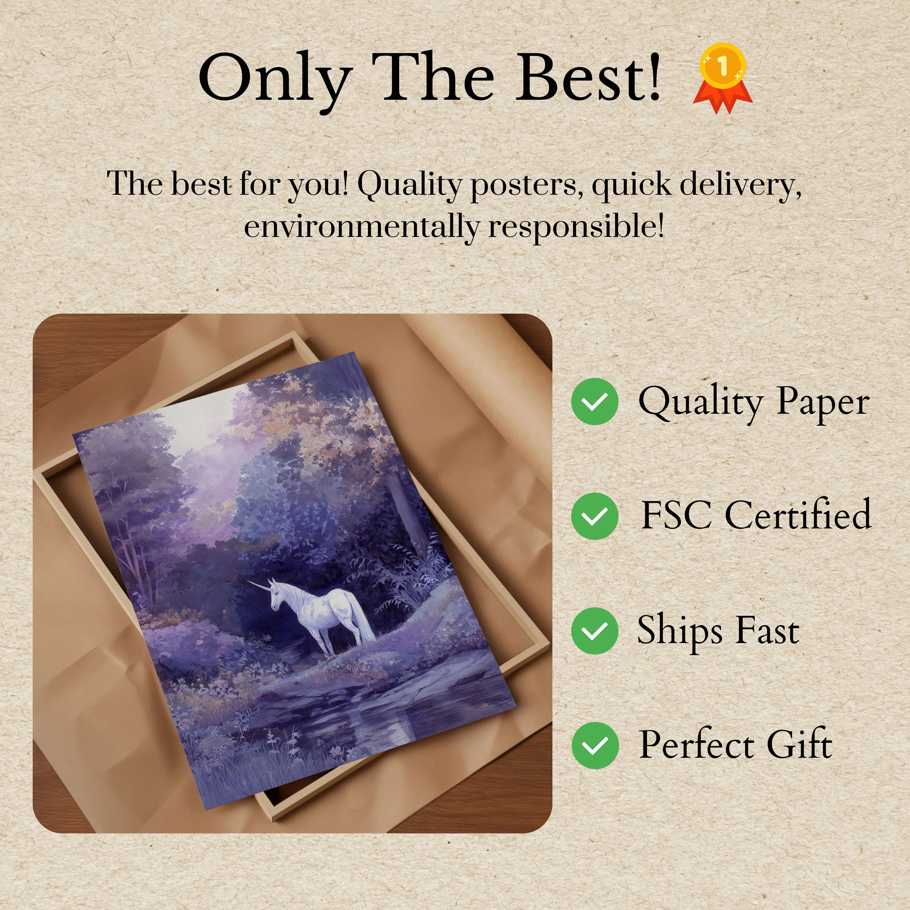 Mystical Unicorn Forest Poster - Image 3