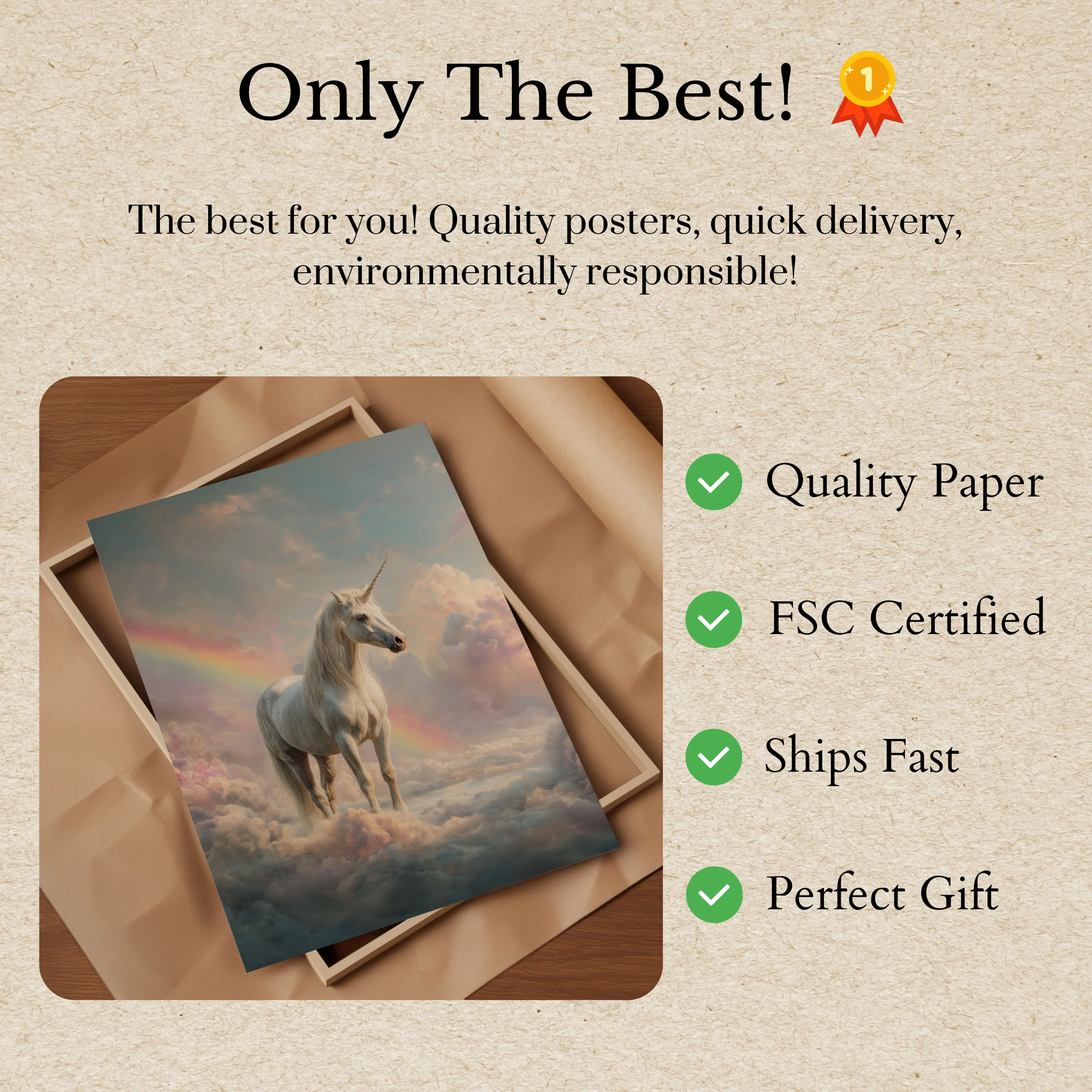 Mystical Unicorn Rainbow Poster - Image 3