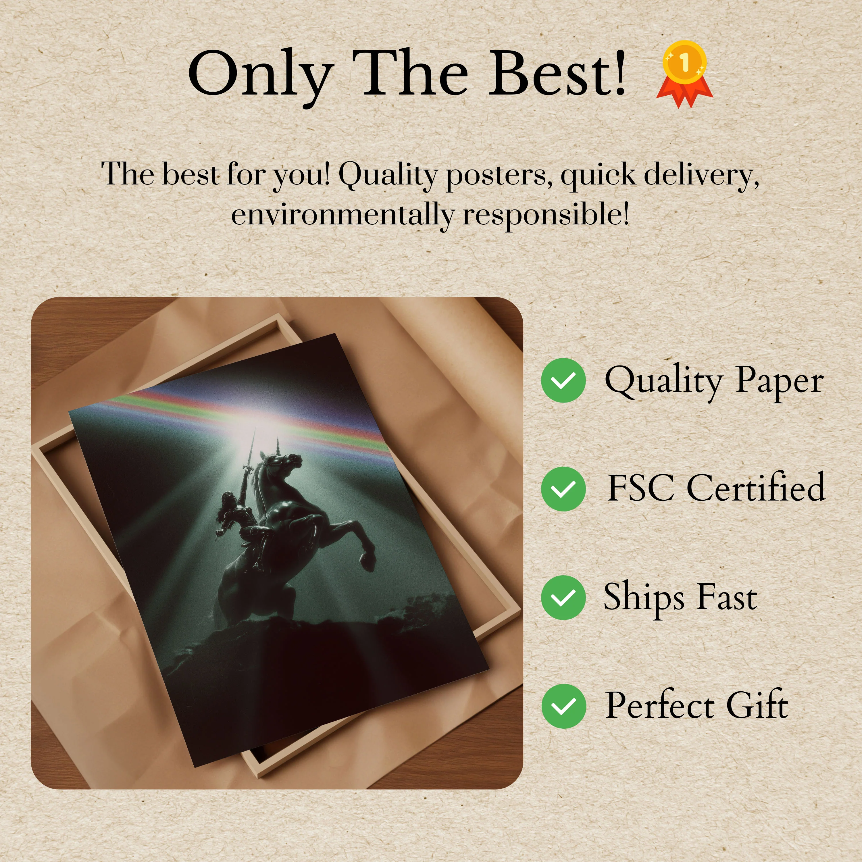 Mystical Unicorn Rainbow Warrior Poster - Image 3