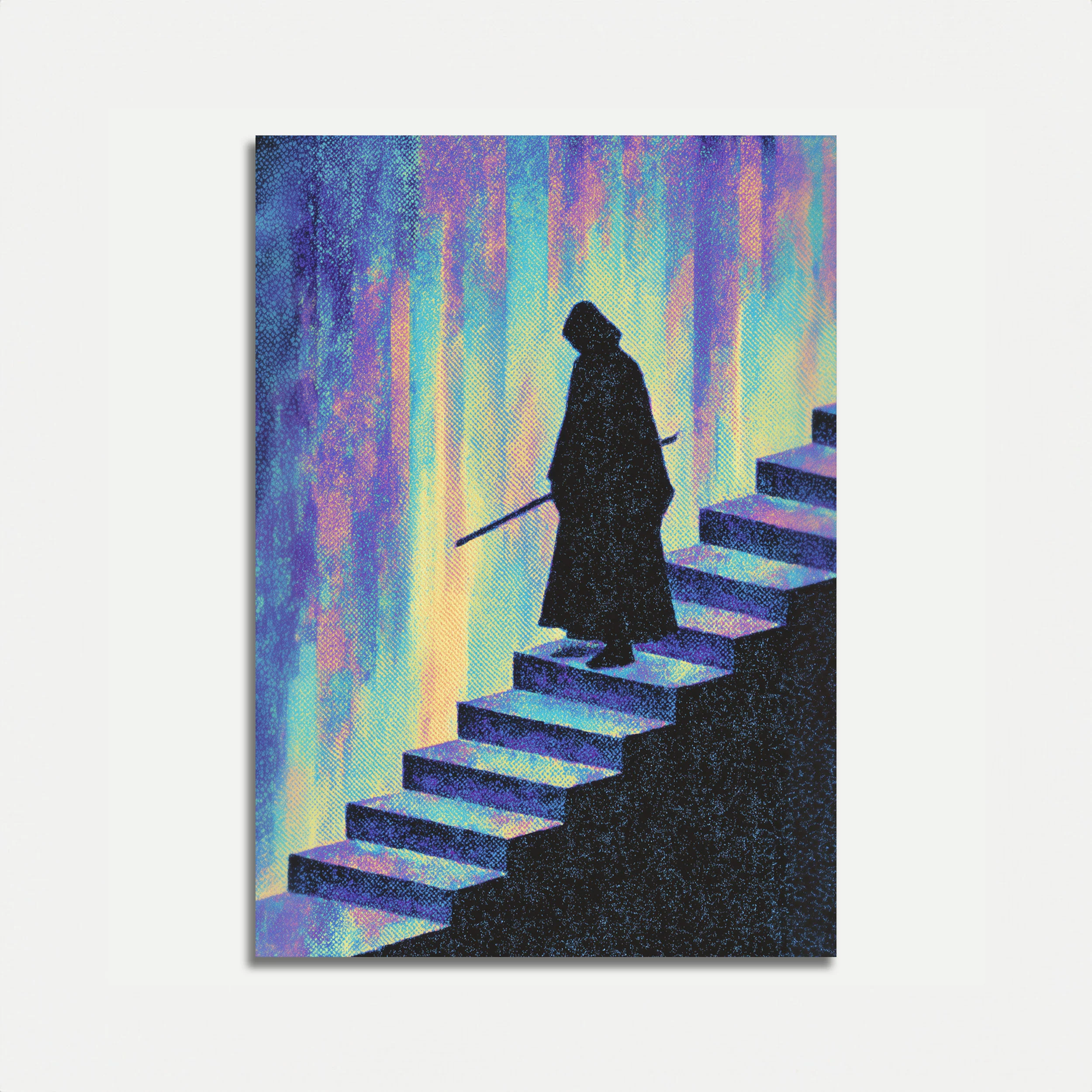 Mystical Warrior Ascending Stairs Poster