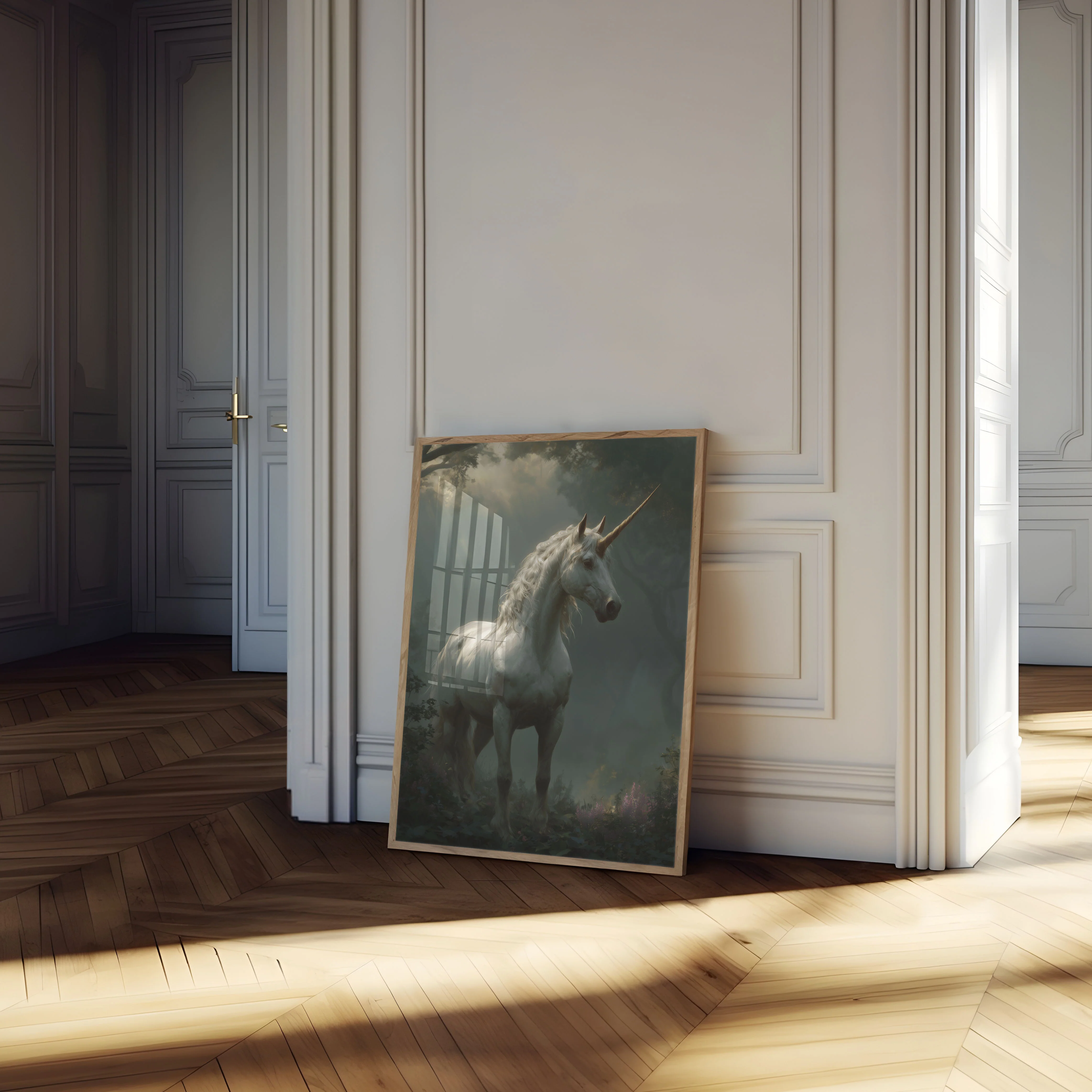 Mystical White Unicorn Forest Poster - Image 4