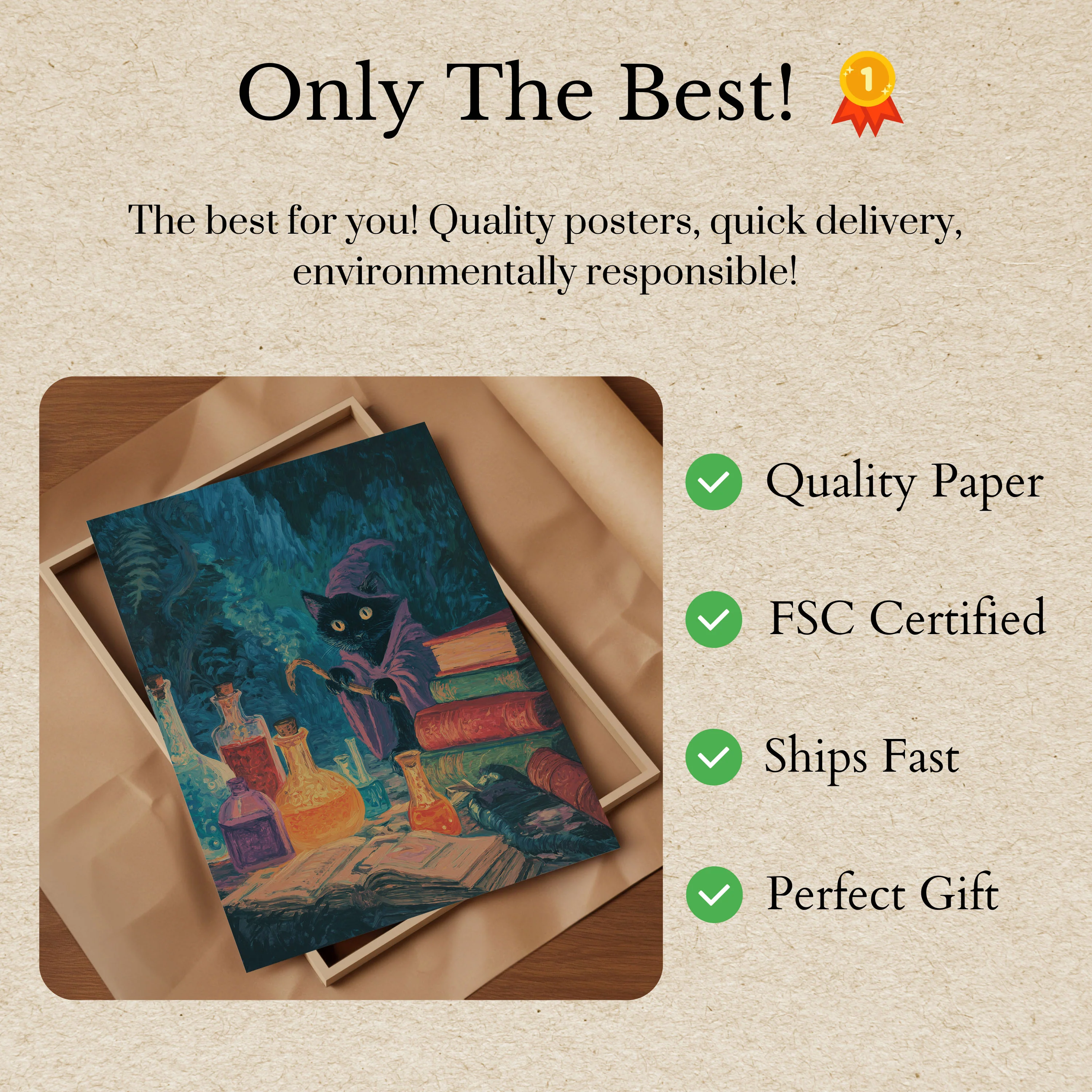 Mystical Witch Cat With Books Poster - Image 3