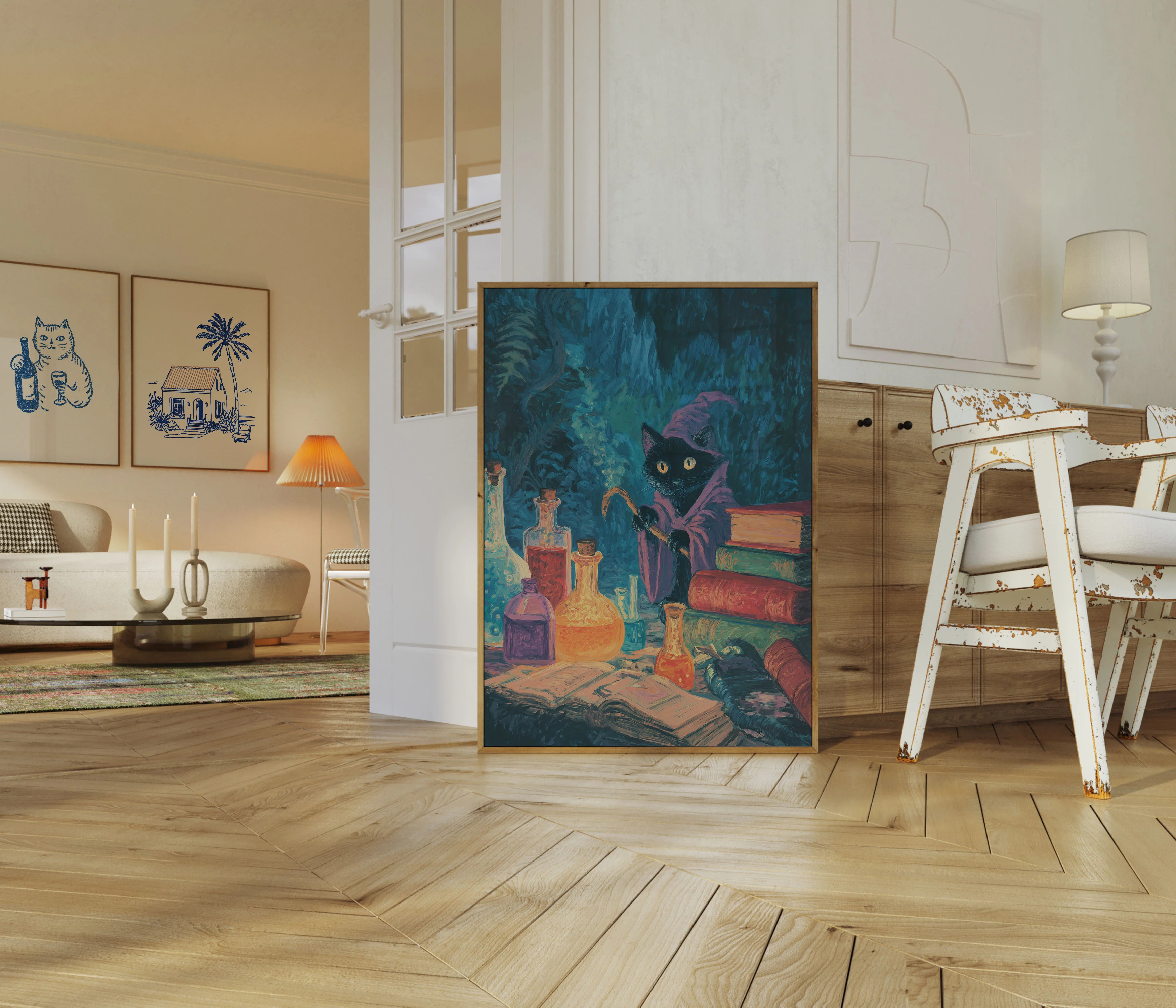 Mystical Witch Cat With Books Poster - Image 5