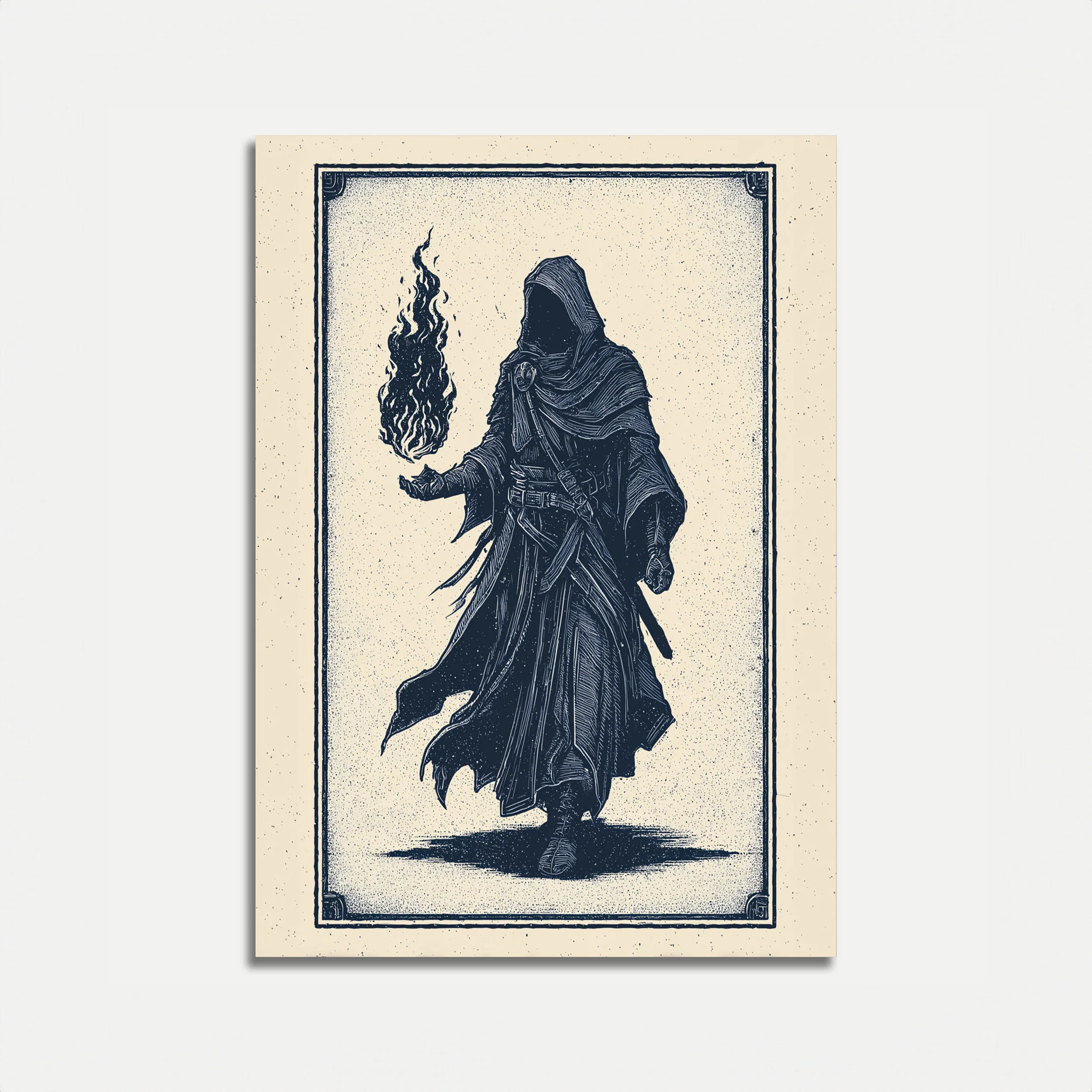 Mystical Wizard with Flame Poster