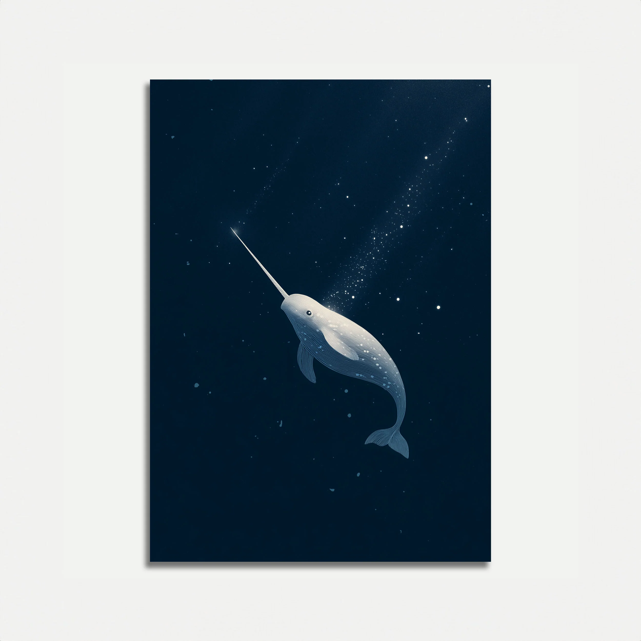 Narwhal in Deep Ocean Poster
