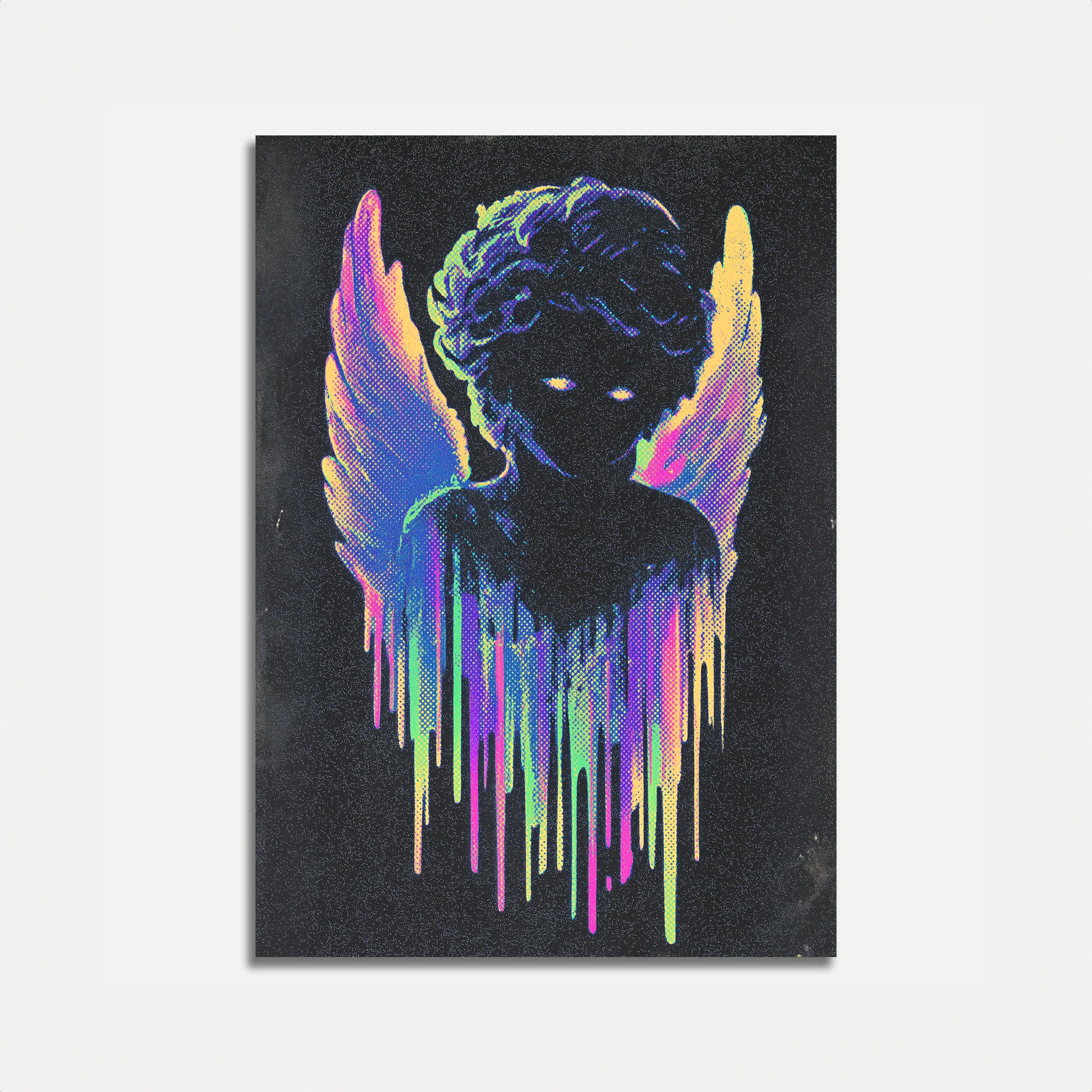 Neon Angel Wings Portrait Poster