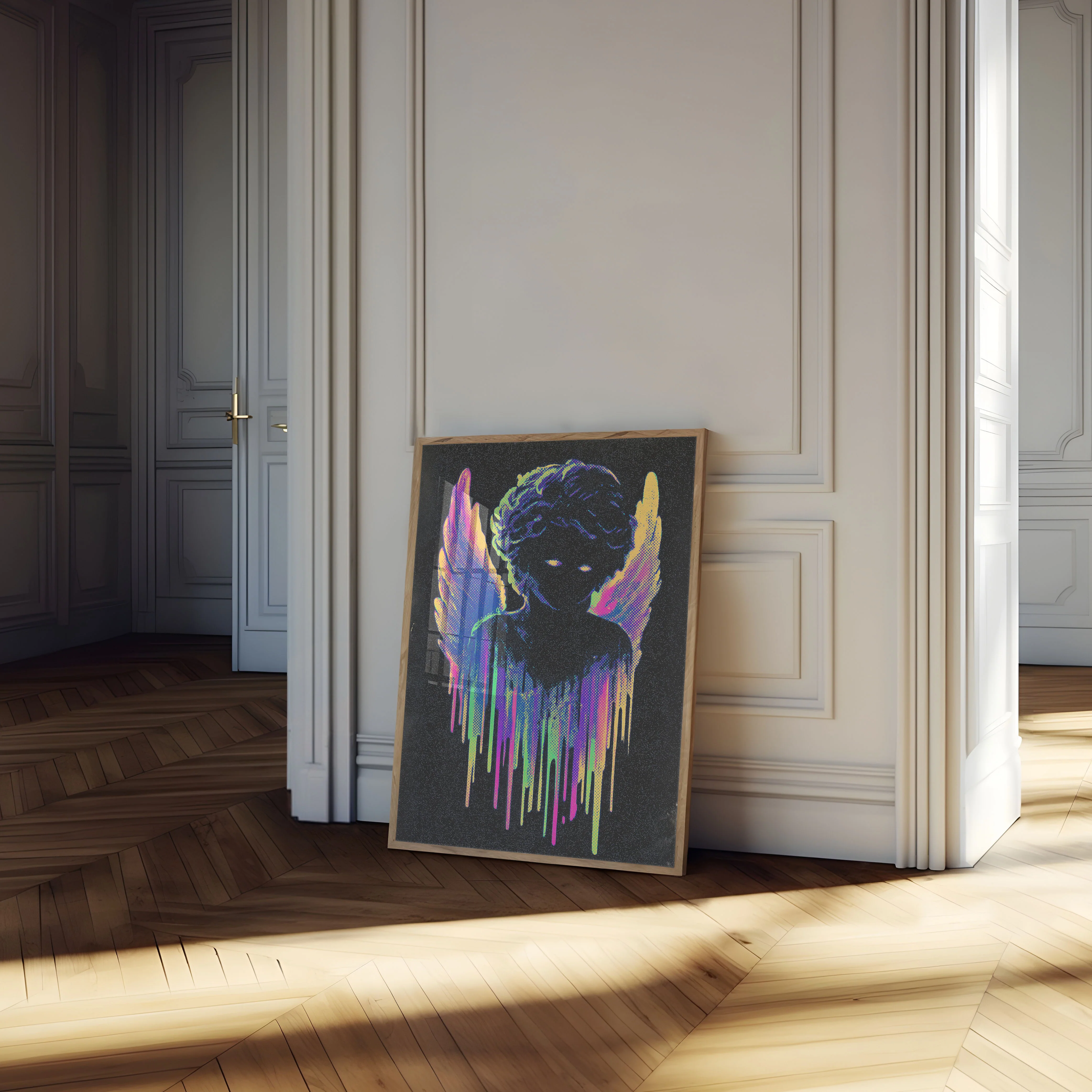 Neon Angel Wings Portrait Poster - Image 4