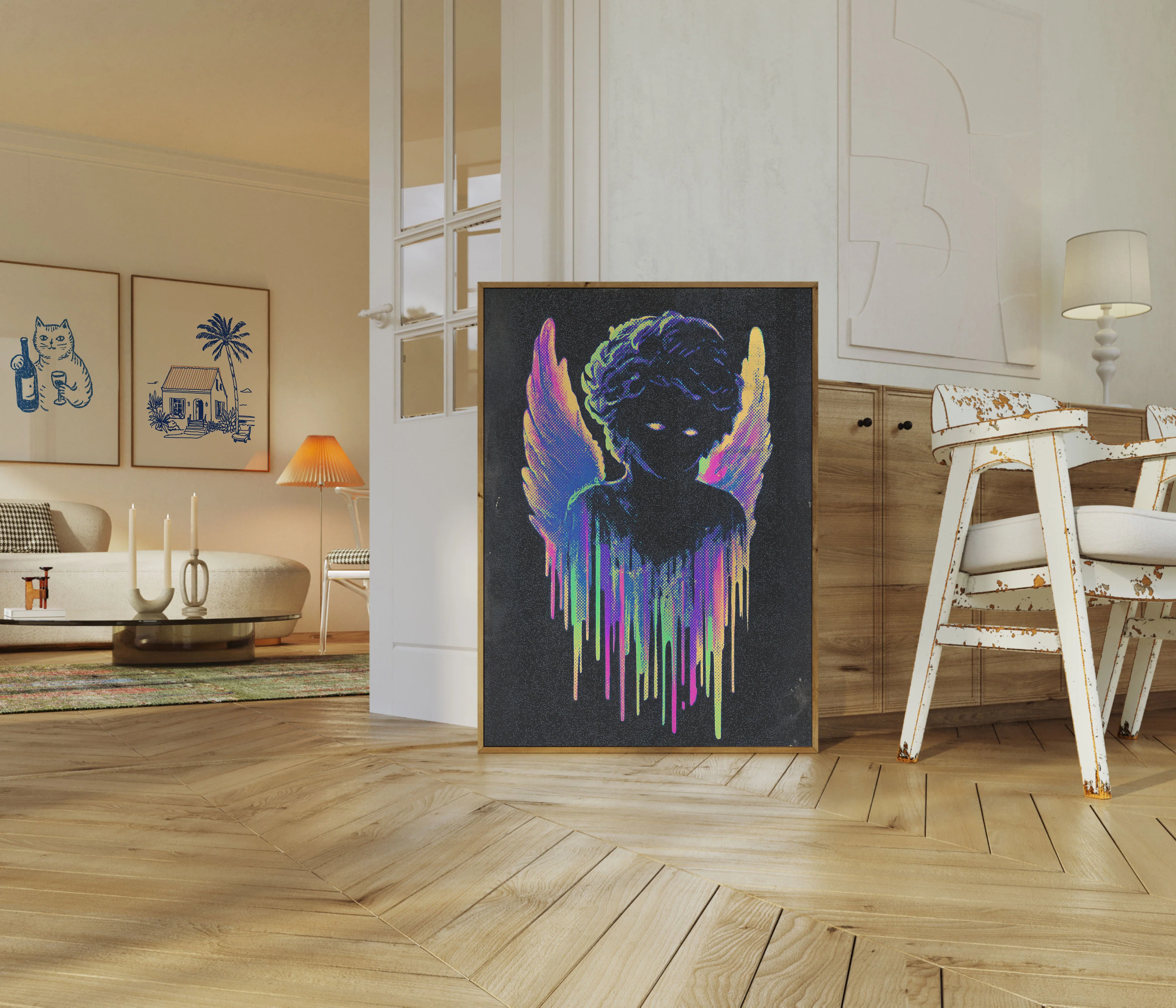 Neon Angel Wings Portrait Poster - Image 5