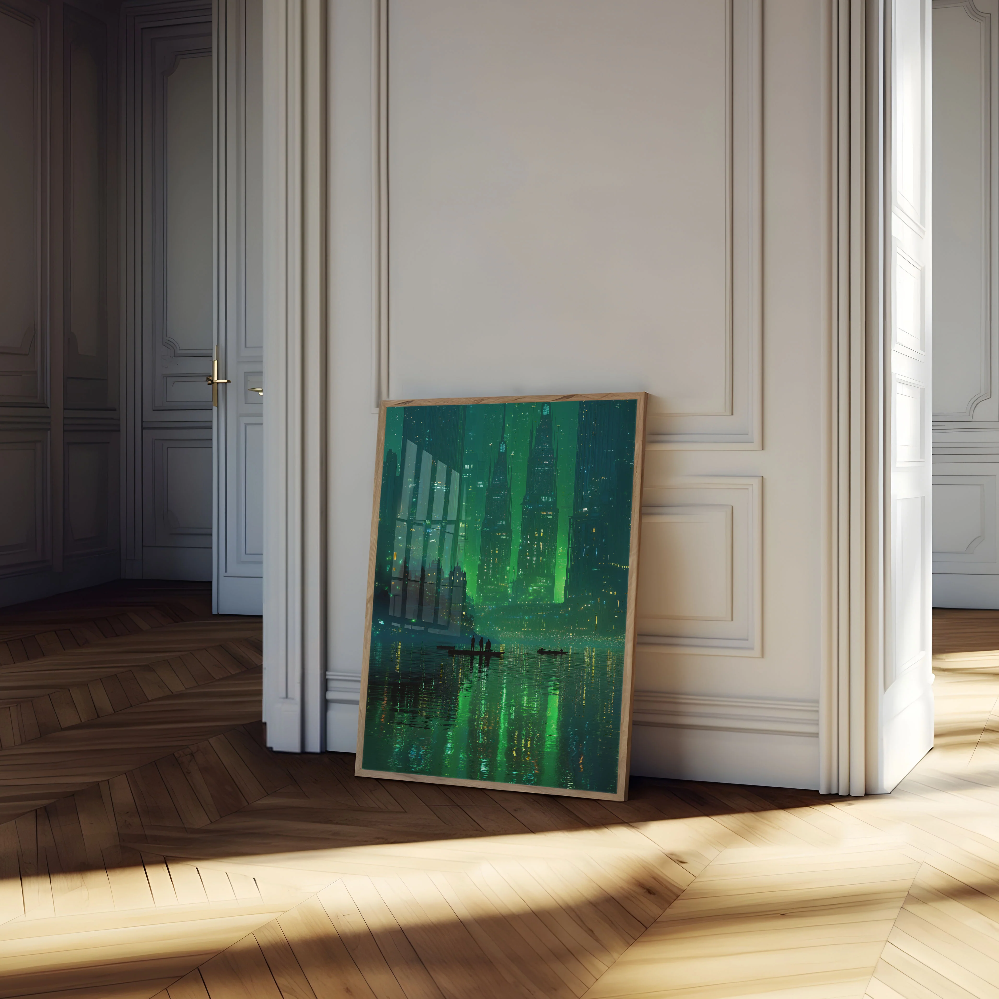 Neon City Lights Reflection Poster - Image 4
