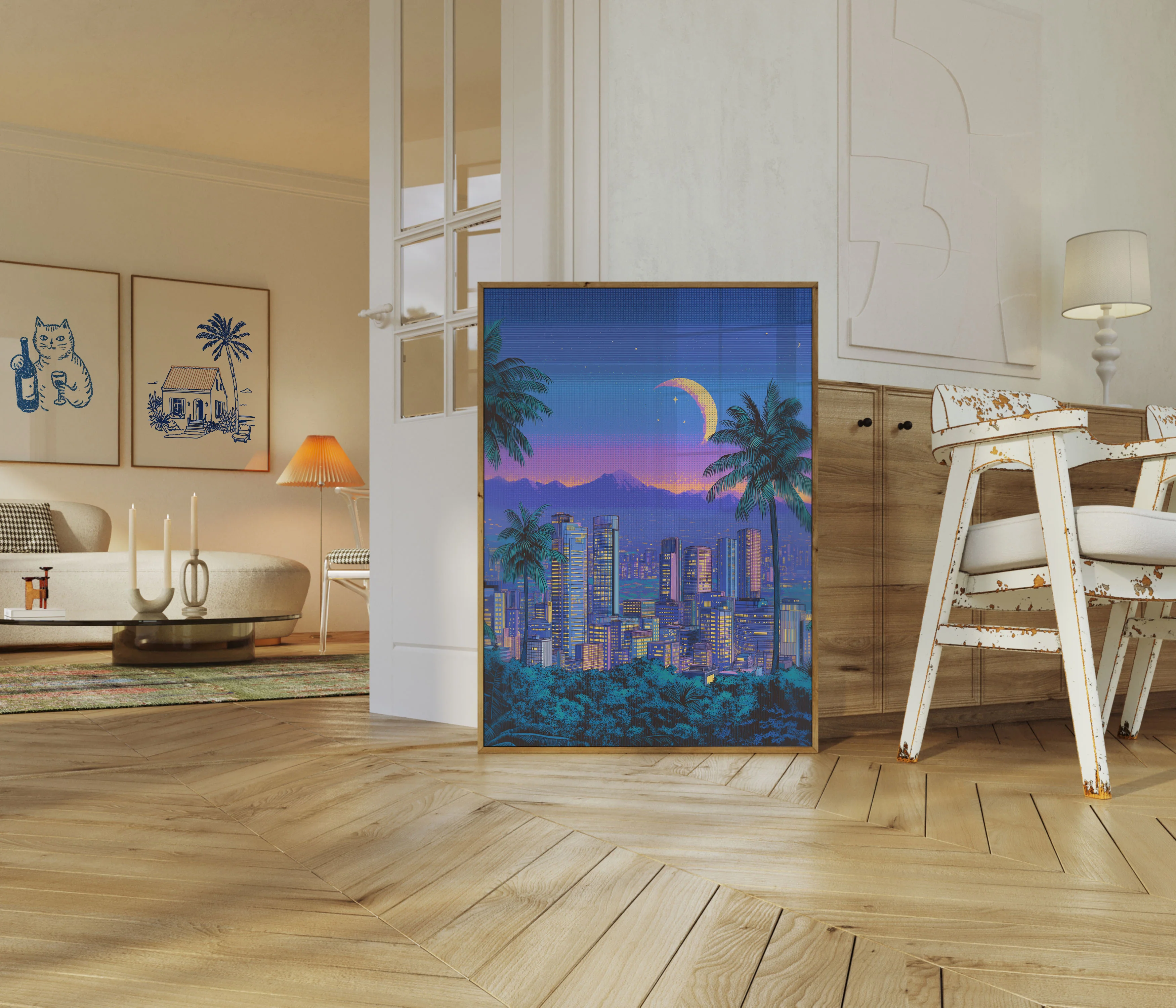 Neon City Skyline Night Poster - Image 5