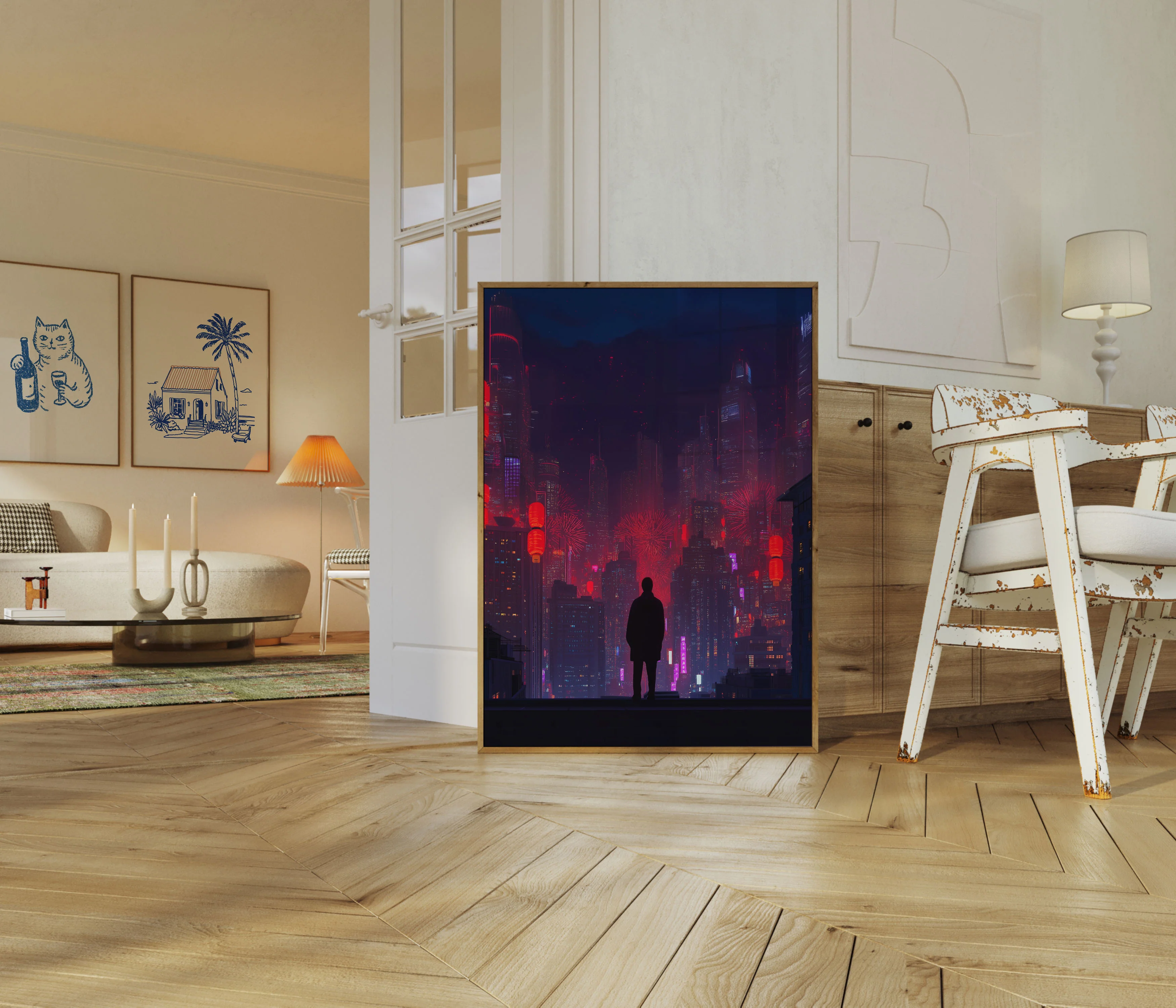 Neon Cyberpunk City Silhouette Poster - Image 5
