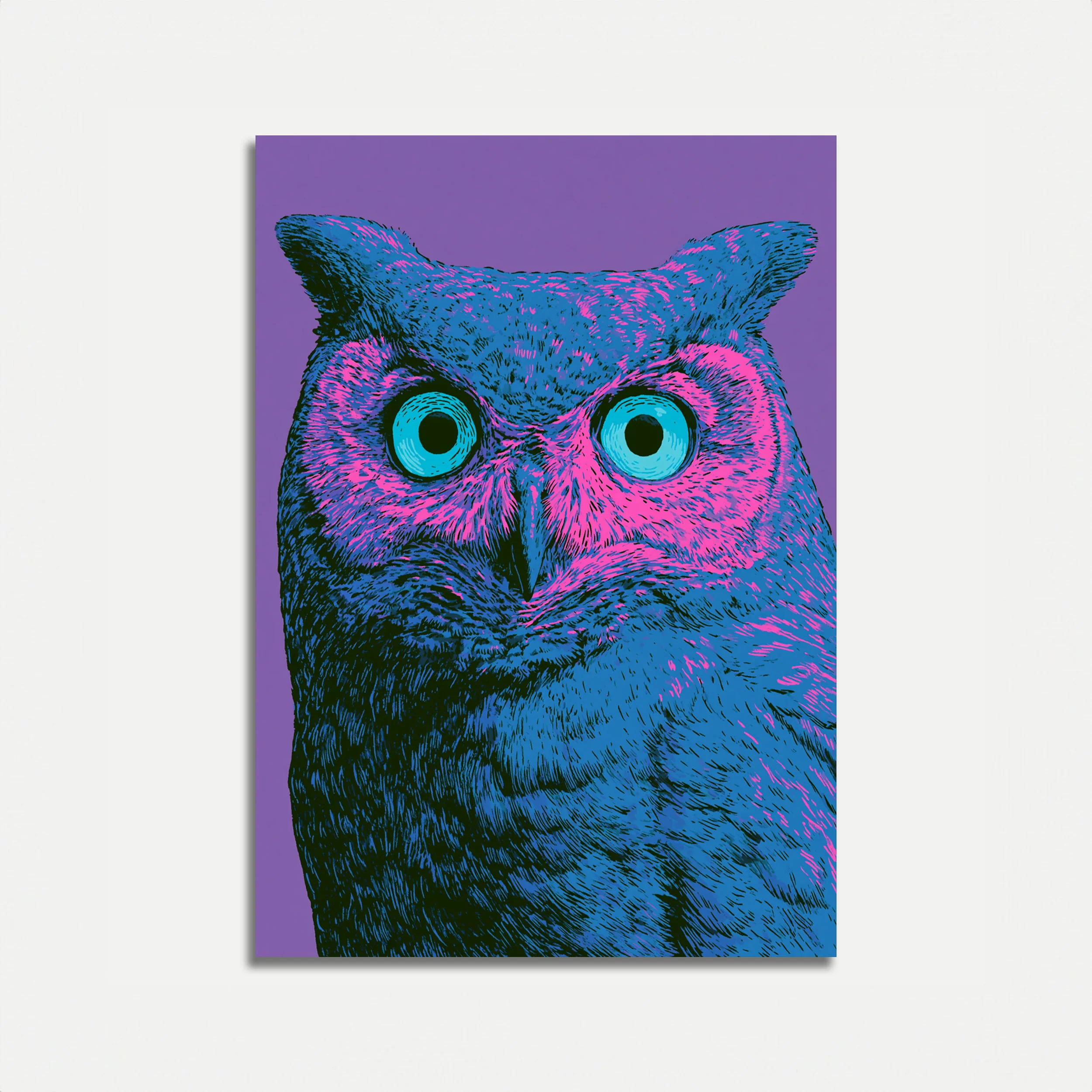 Neon Owl Pop Art Poster