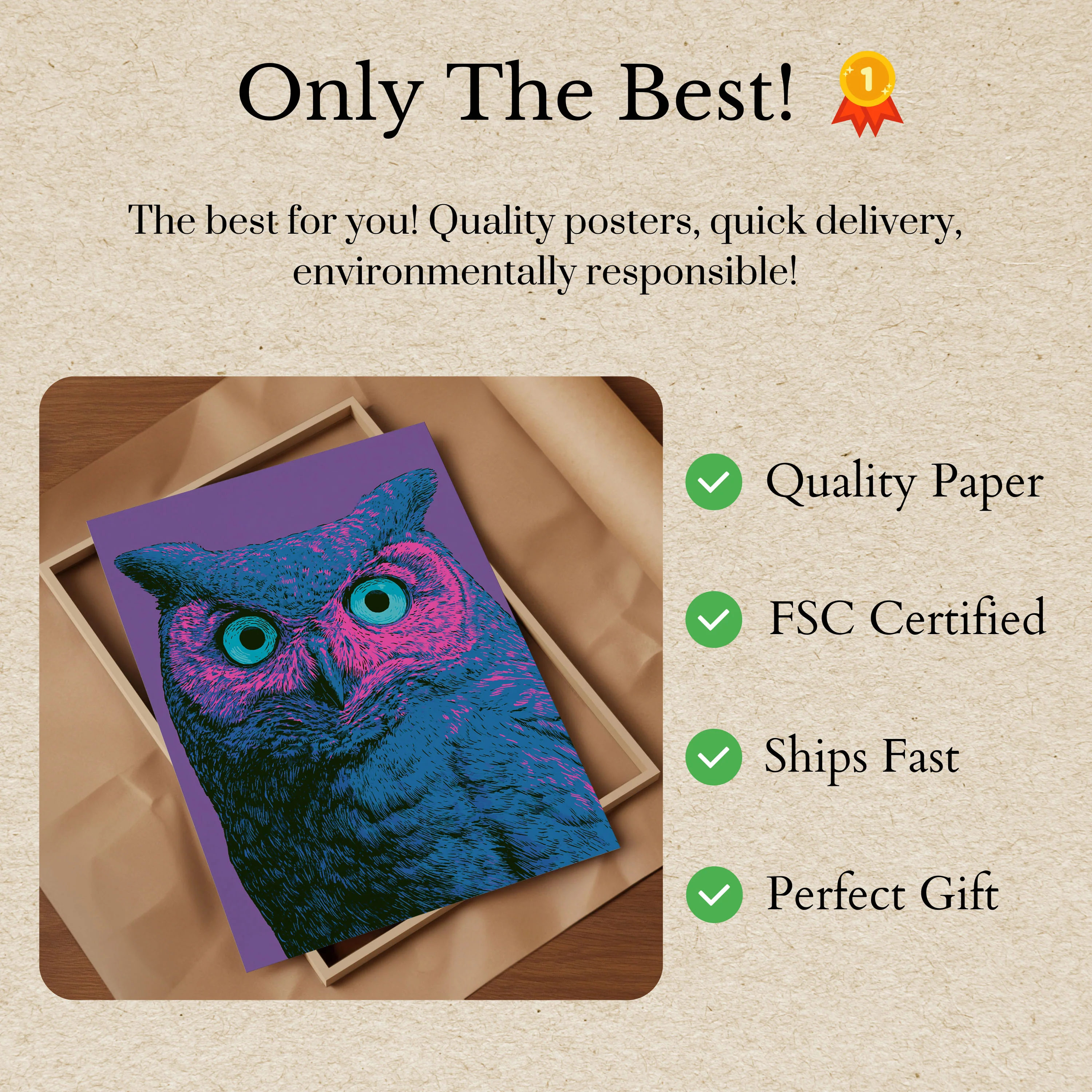 Neon Owl Pop Art Poster - Image 3