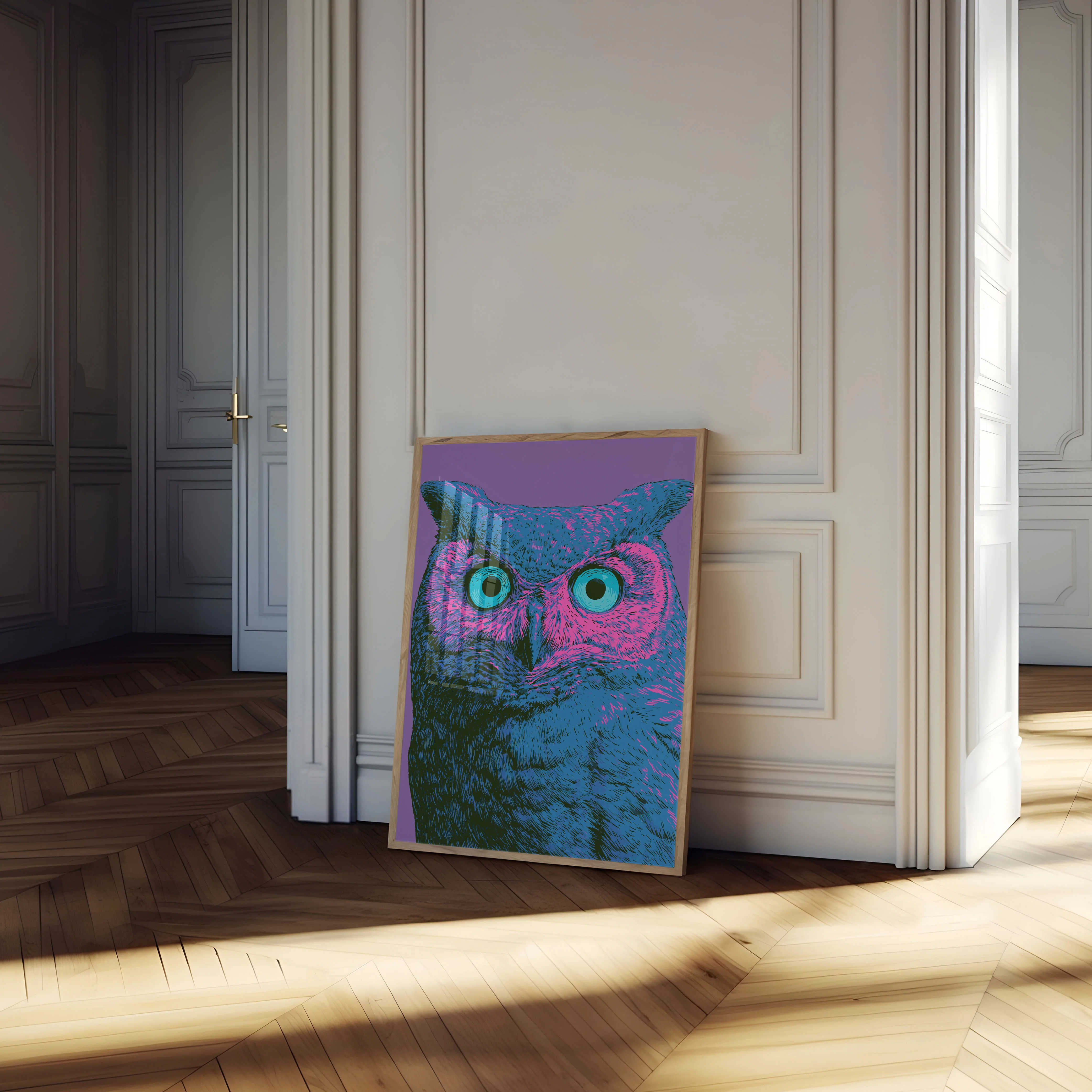 Neon Owl Pop Art Poster - Image 4