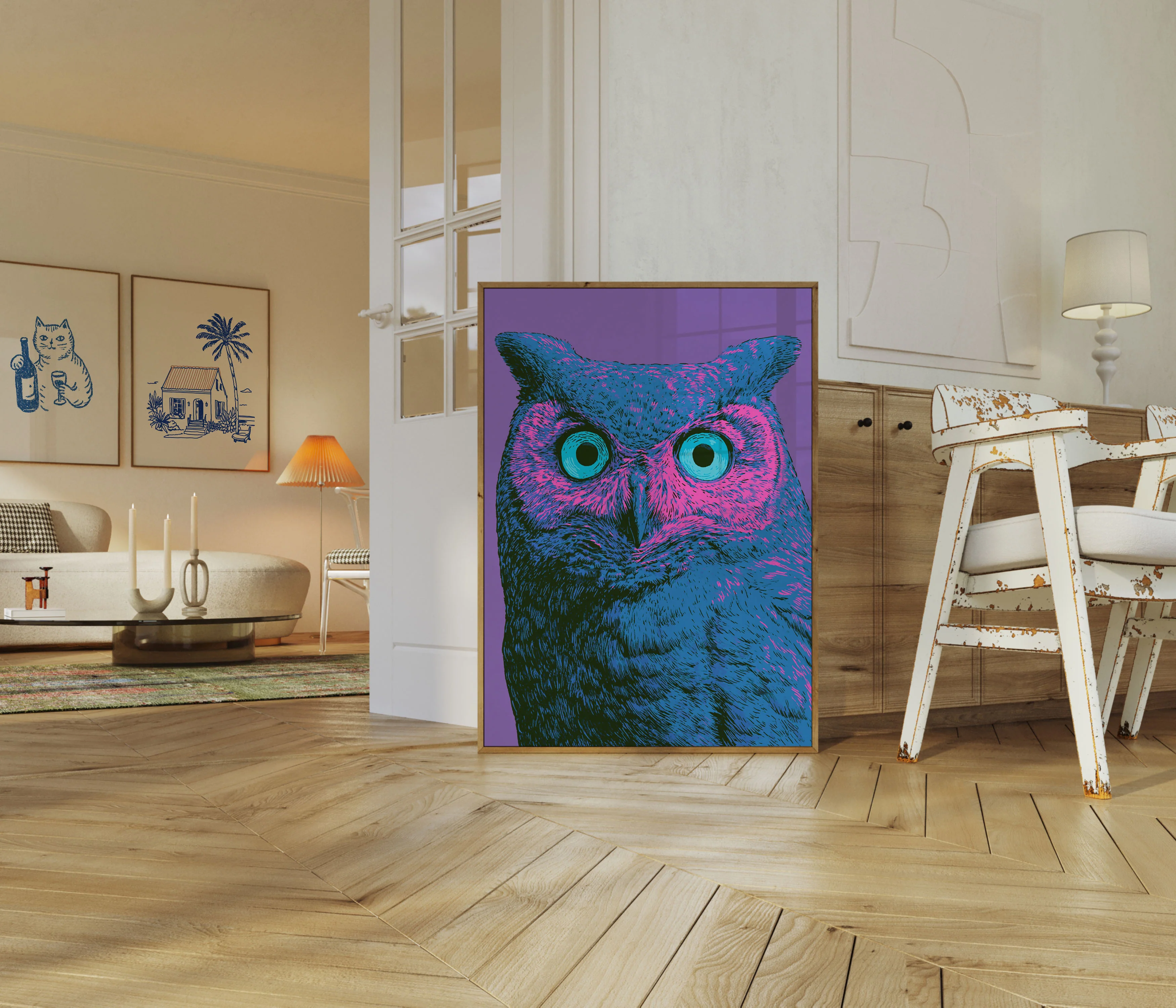 Neon Owl Pop Art Poster - Image 5