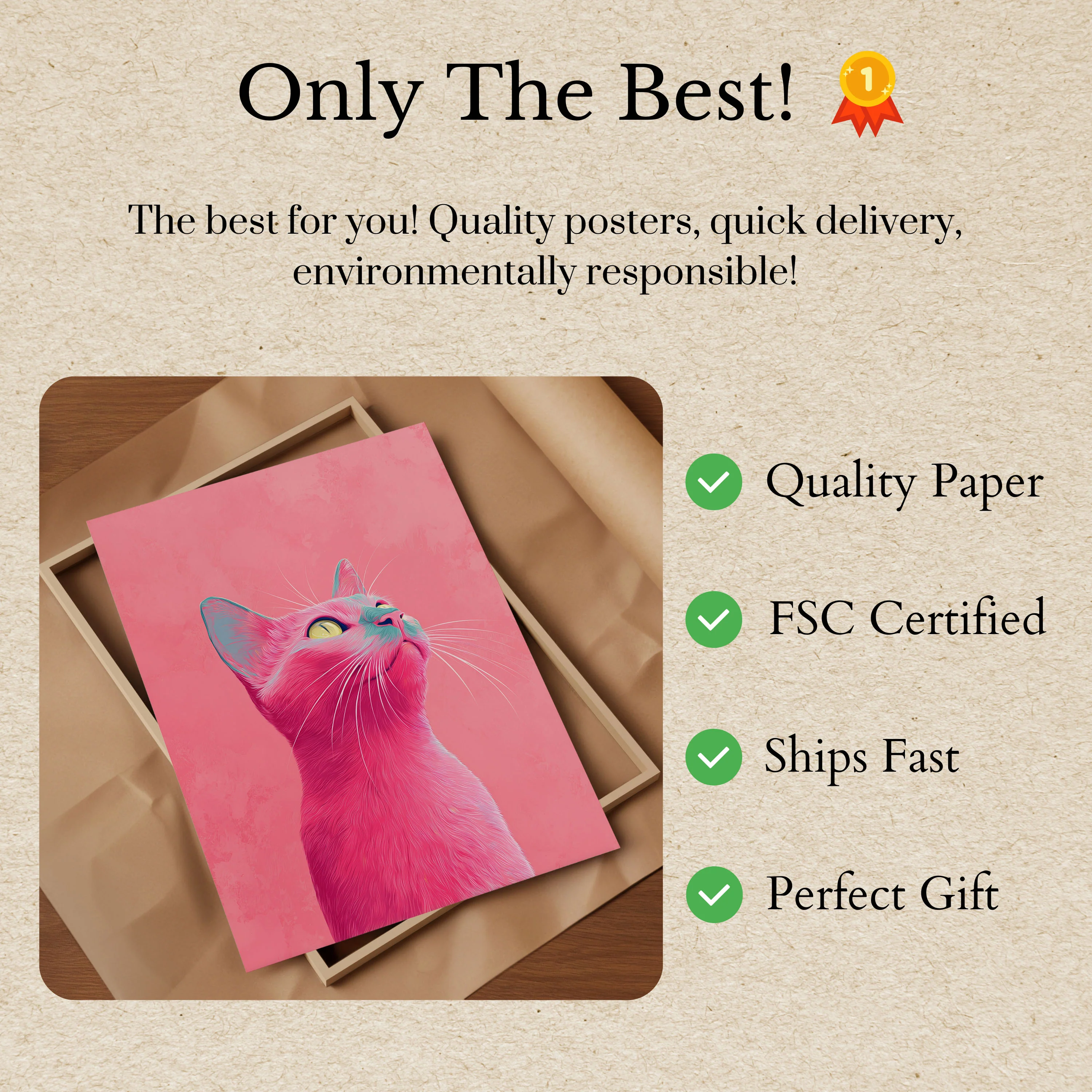 Neon Pink Cat Poster - Image 3