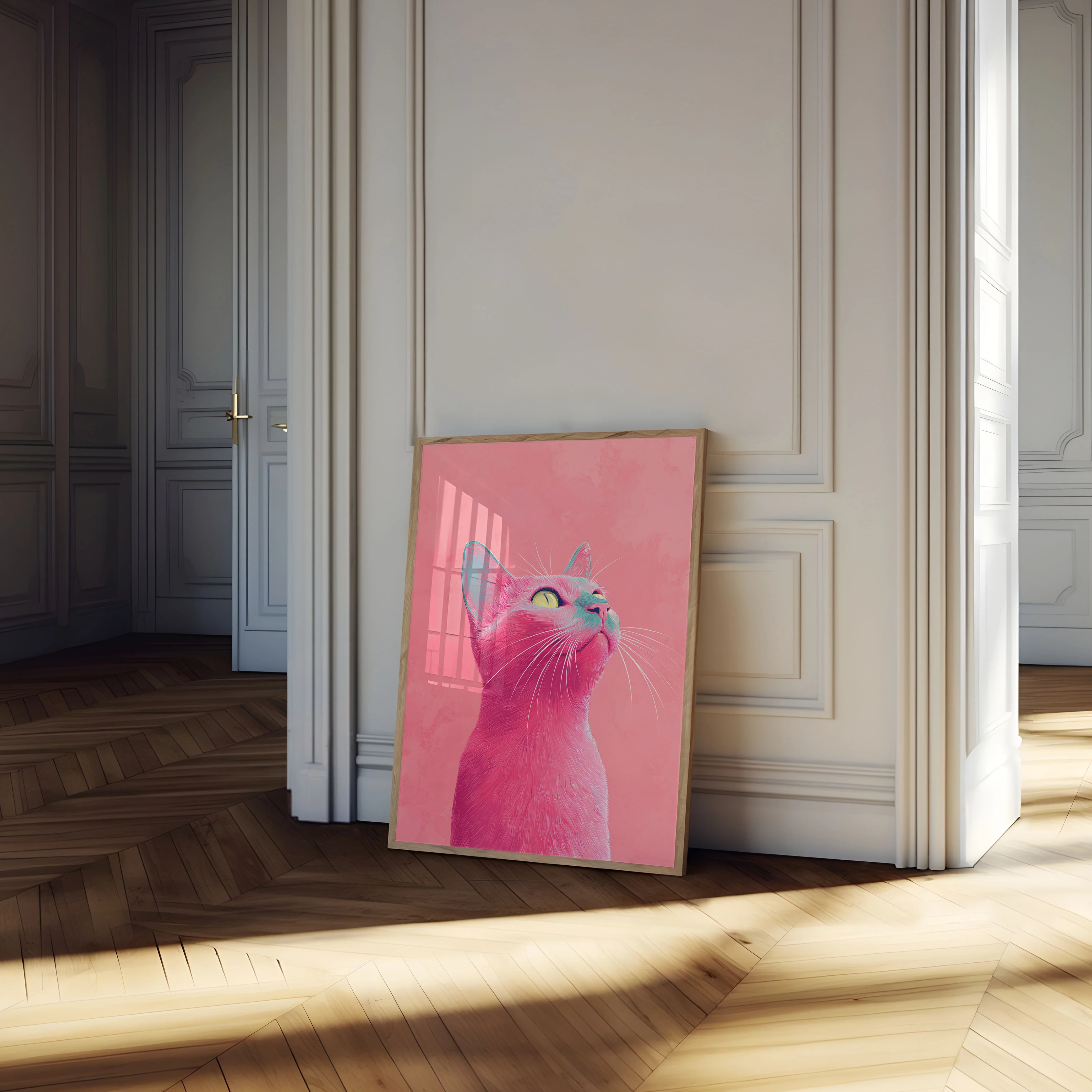 Neon Pink Cat Poster - Image 4