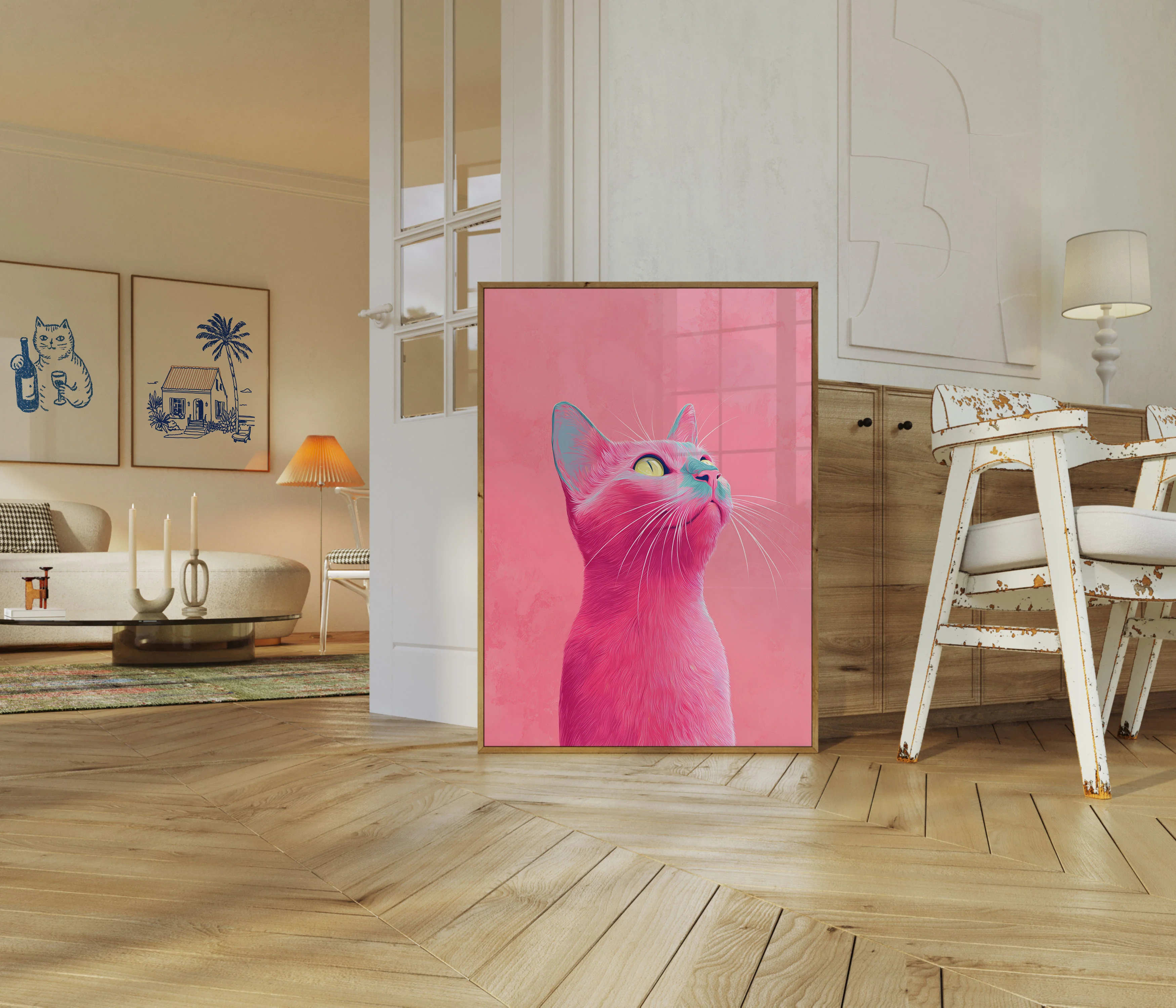 Neon Pink Cat Poster - Image 5