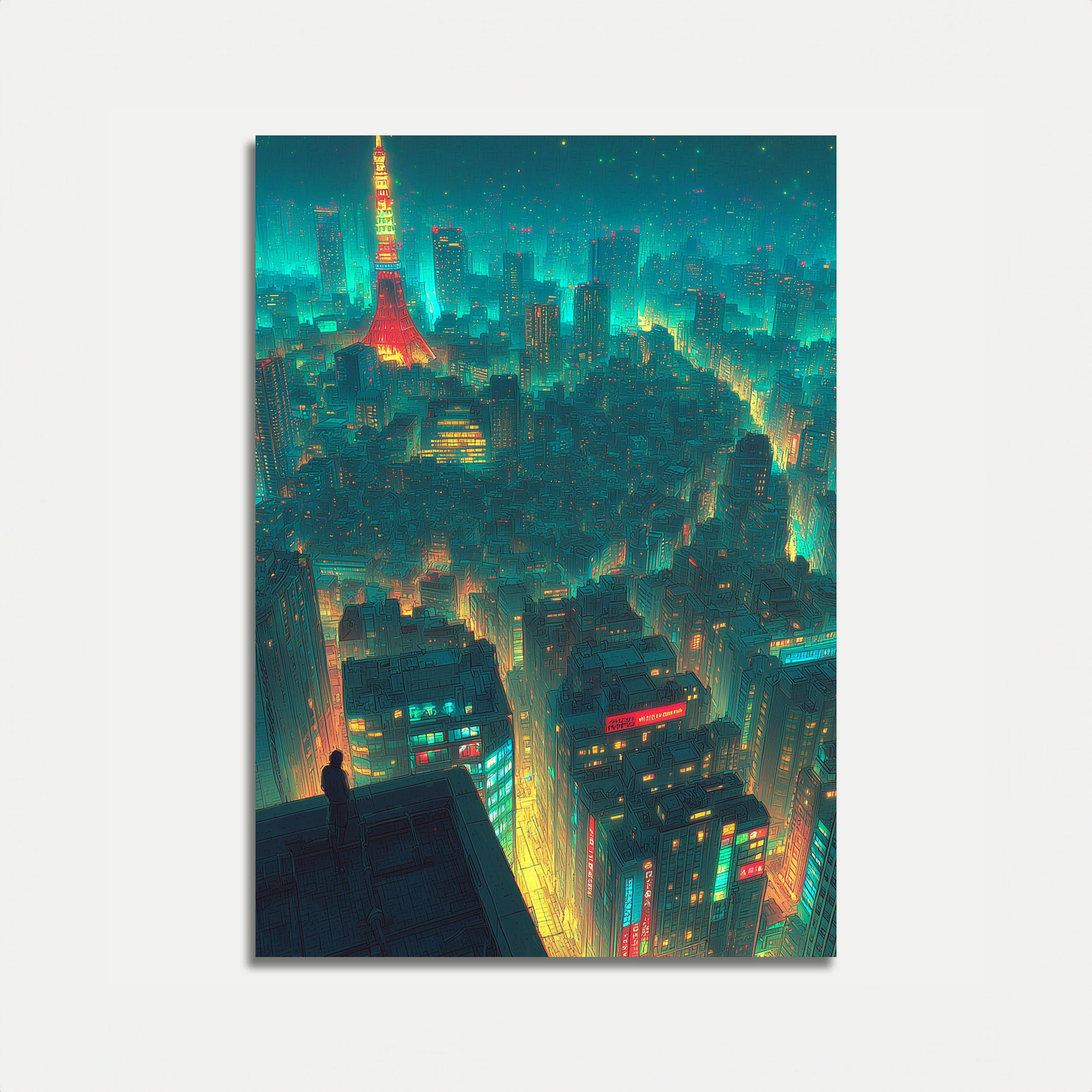 Neon Tokyo Nights Cityscape Poster