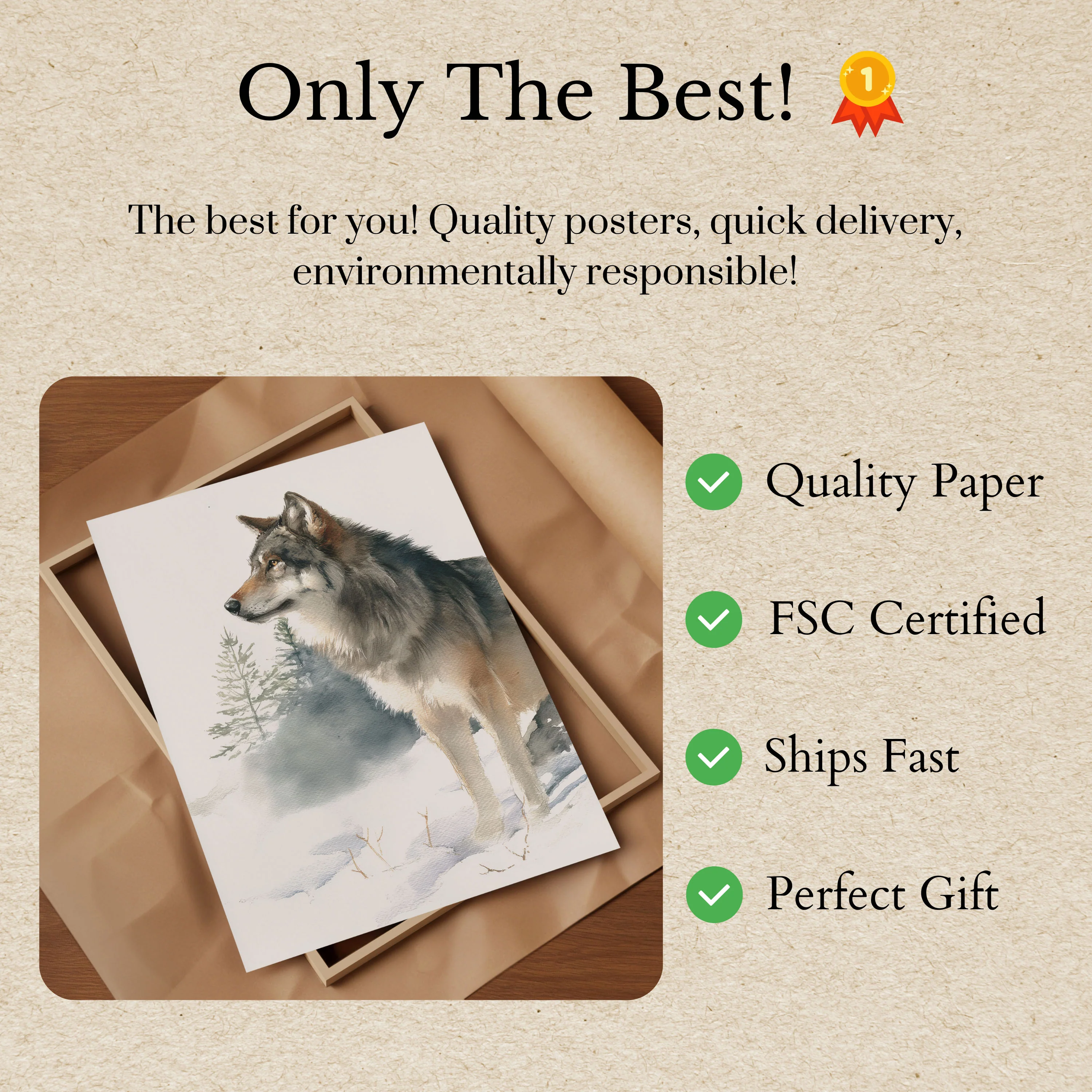 Noble Wolf Winter Wilderness Poster - Image 3