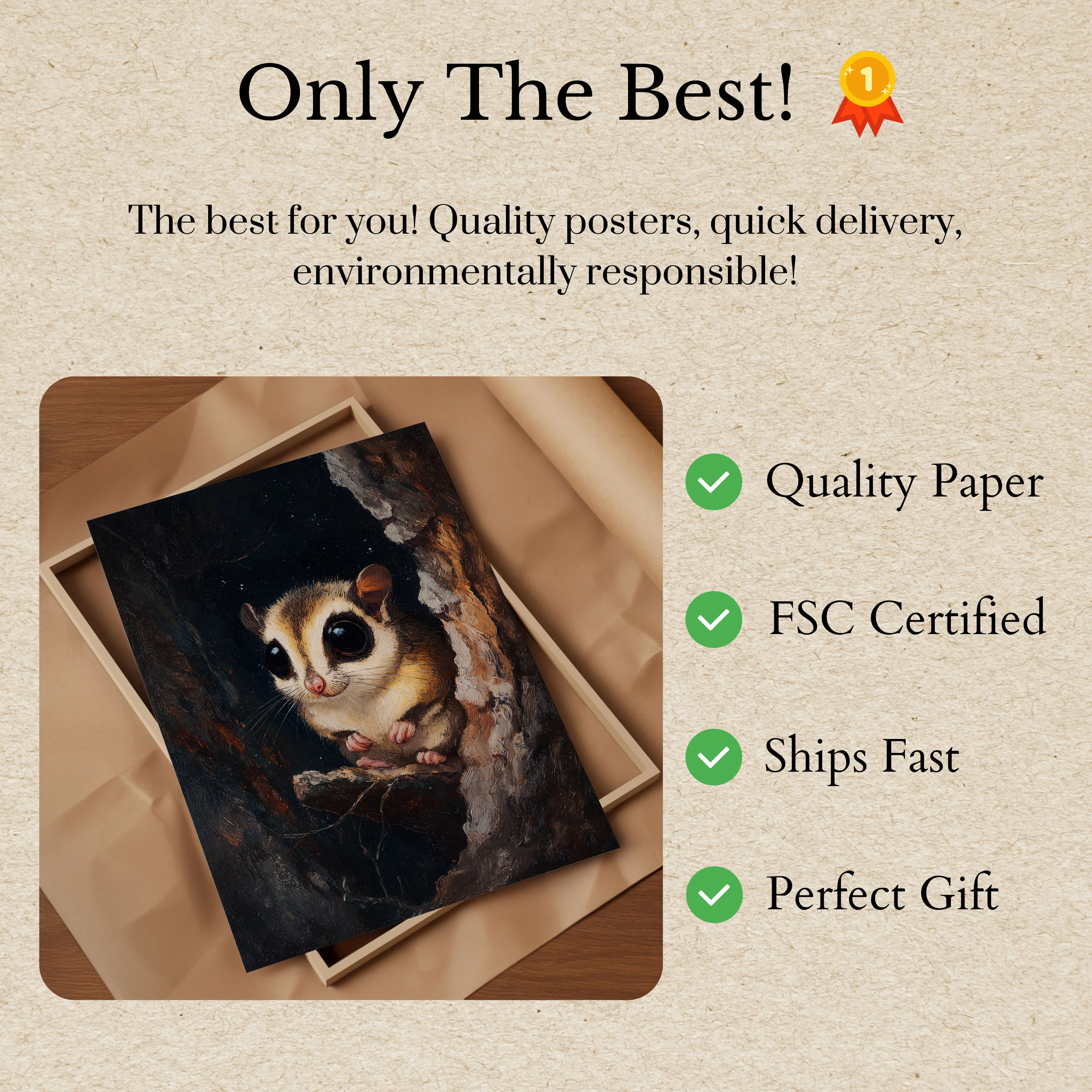 Nocturnal Sugar Glider Night Poster - Image 3
