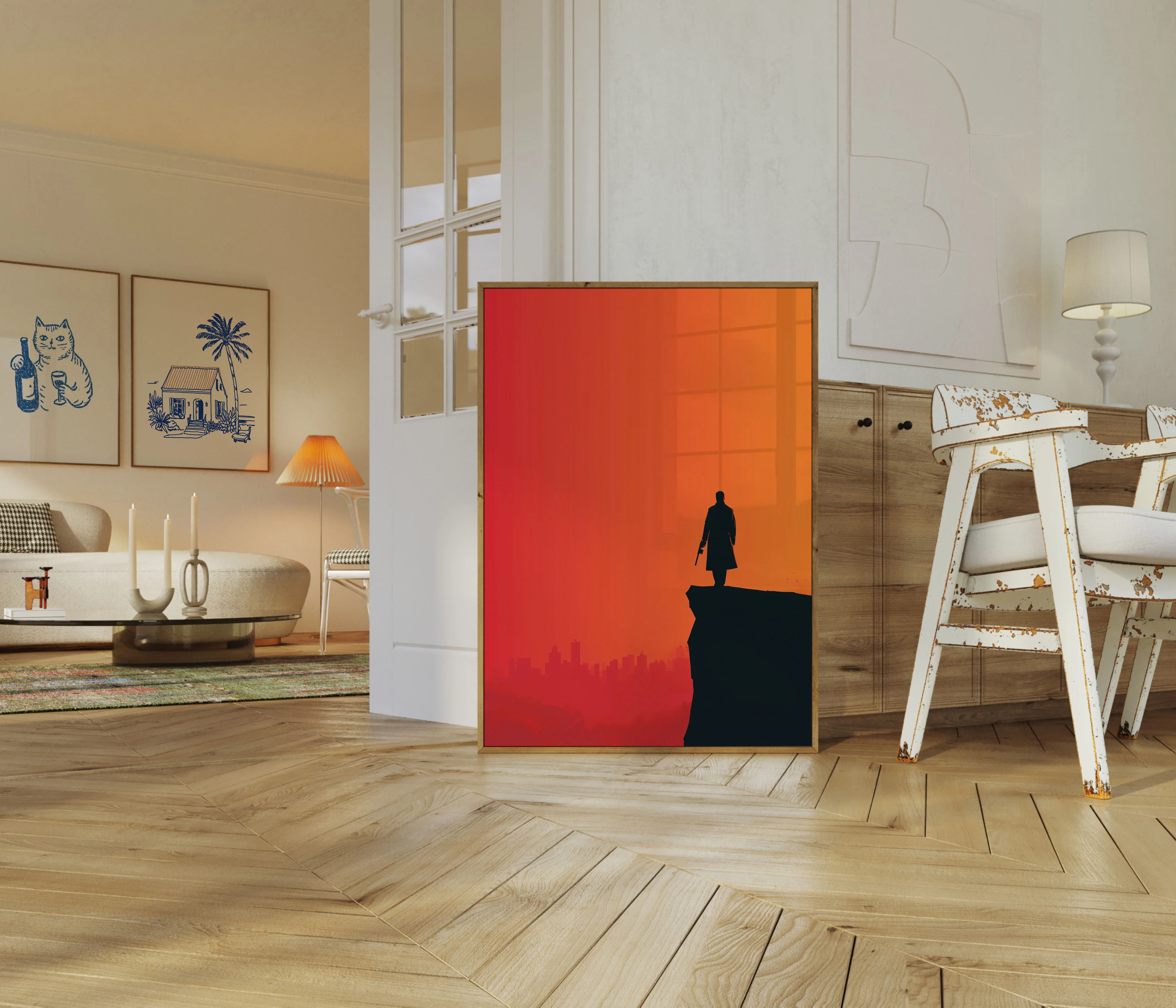 Noir Agent Cityscape Silhouette Poster - Image 5