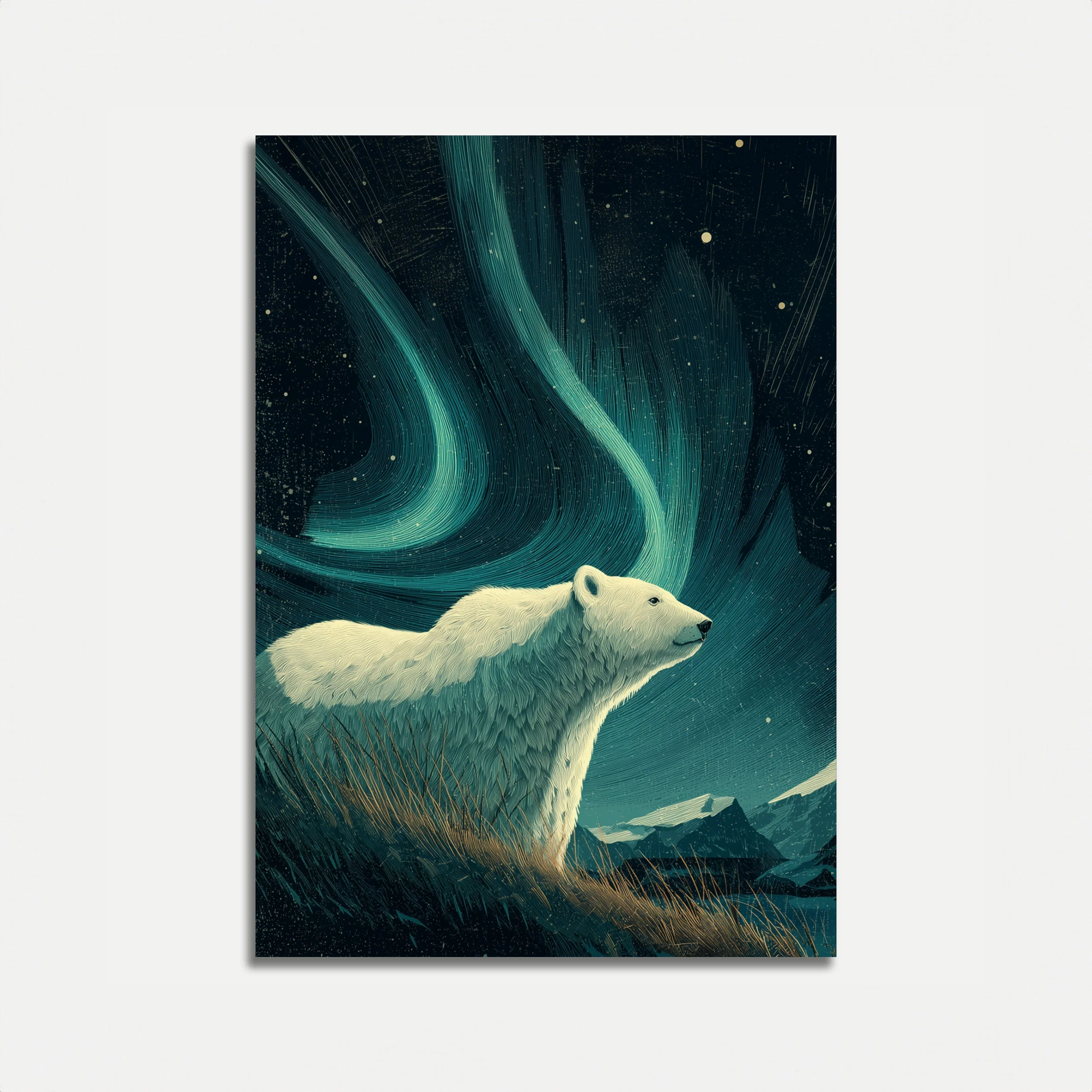 Northern Lights Polar Bear Poster