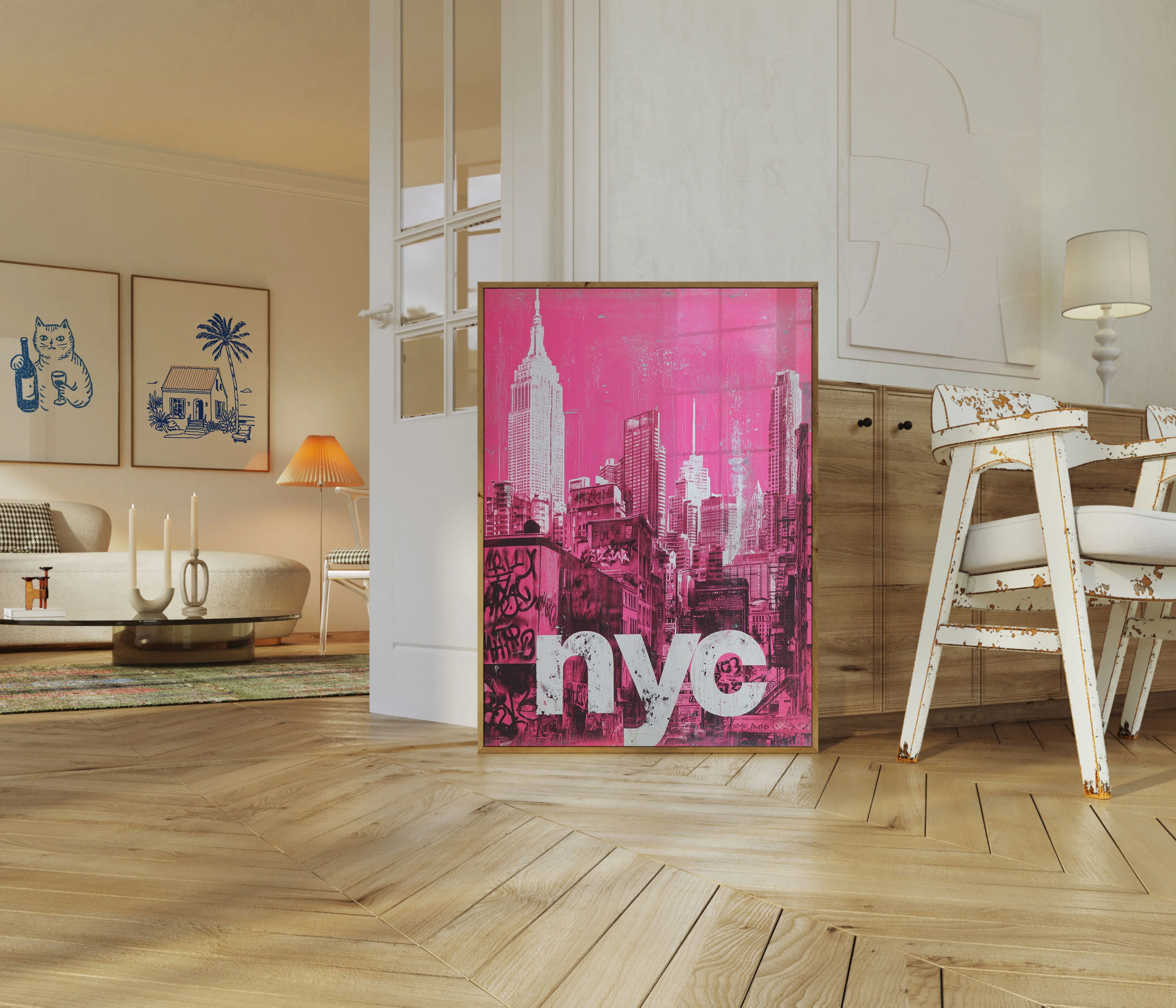 NYC Skyline Pink Urban Poster - Image 5