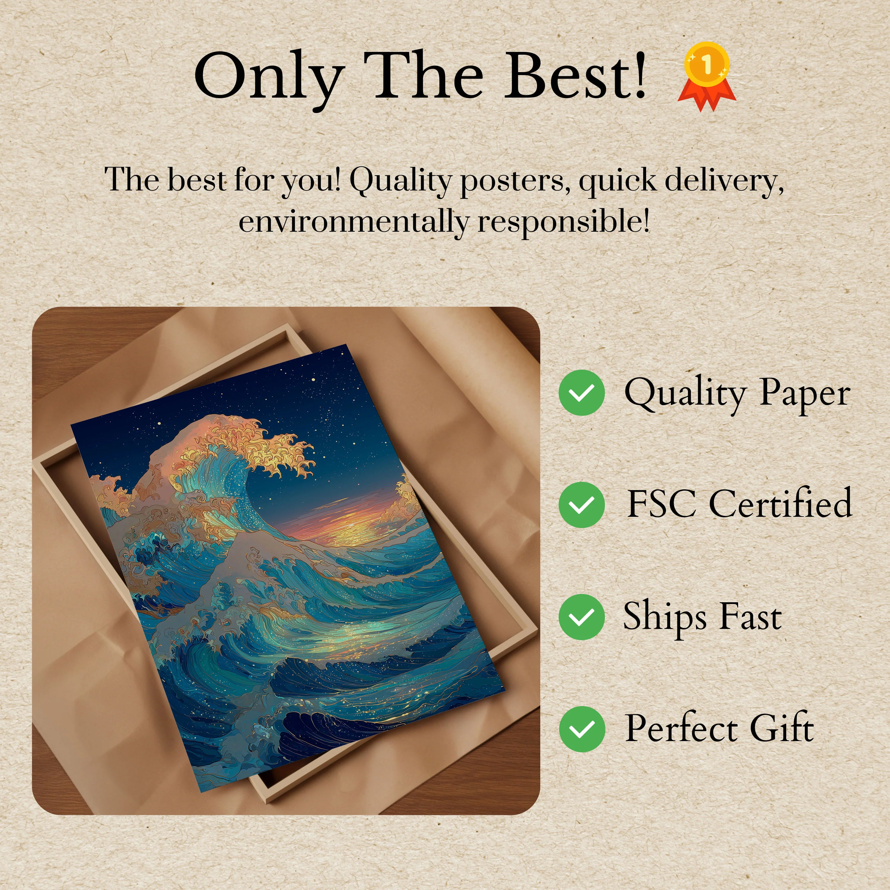 Ocean Wave Sunset Poster - Image 3